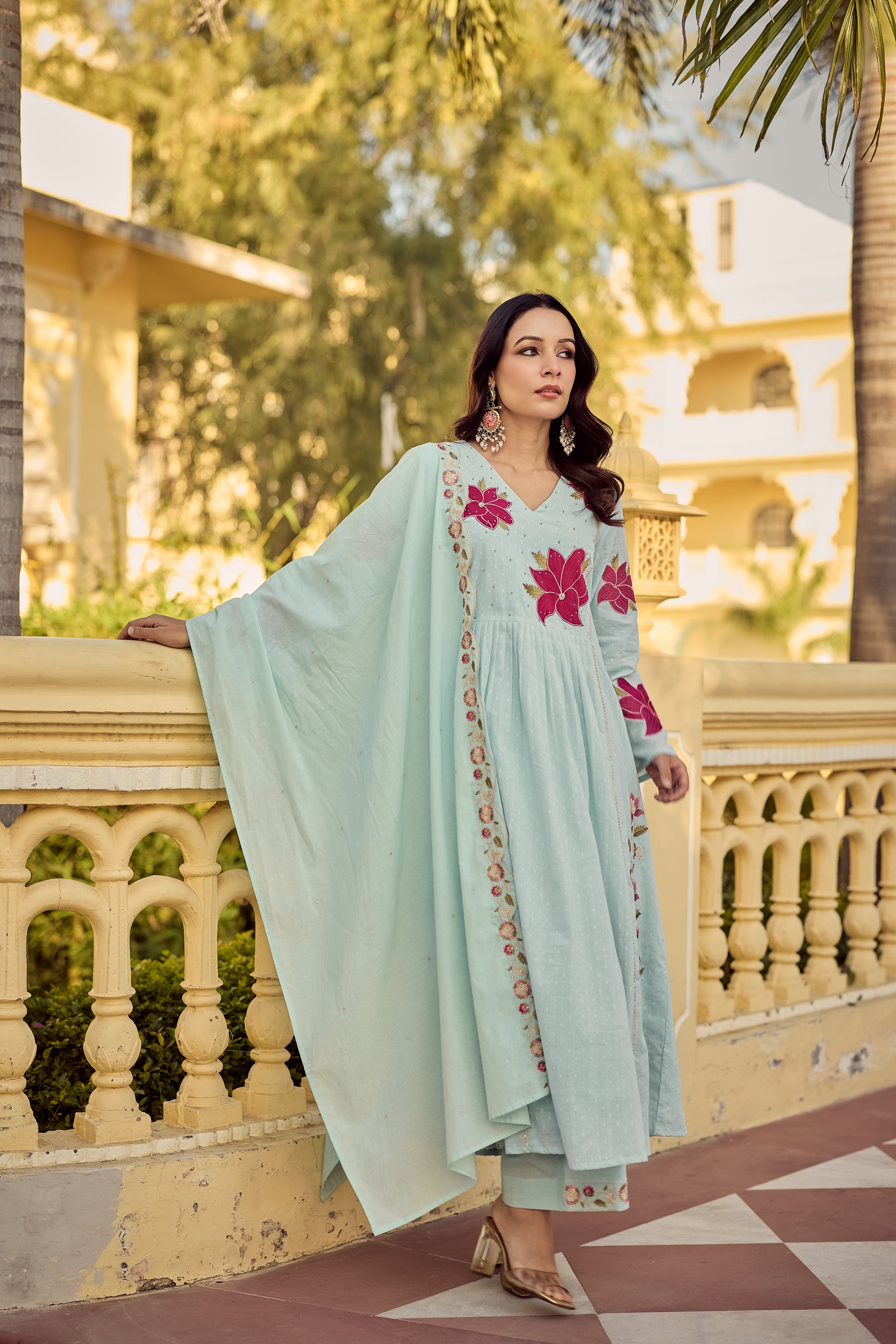 Aqua Blossom Suit Set