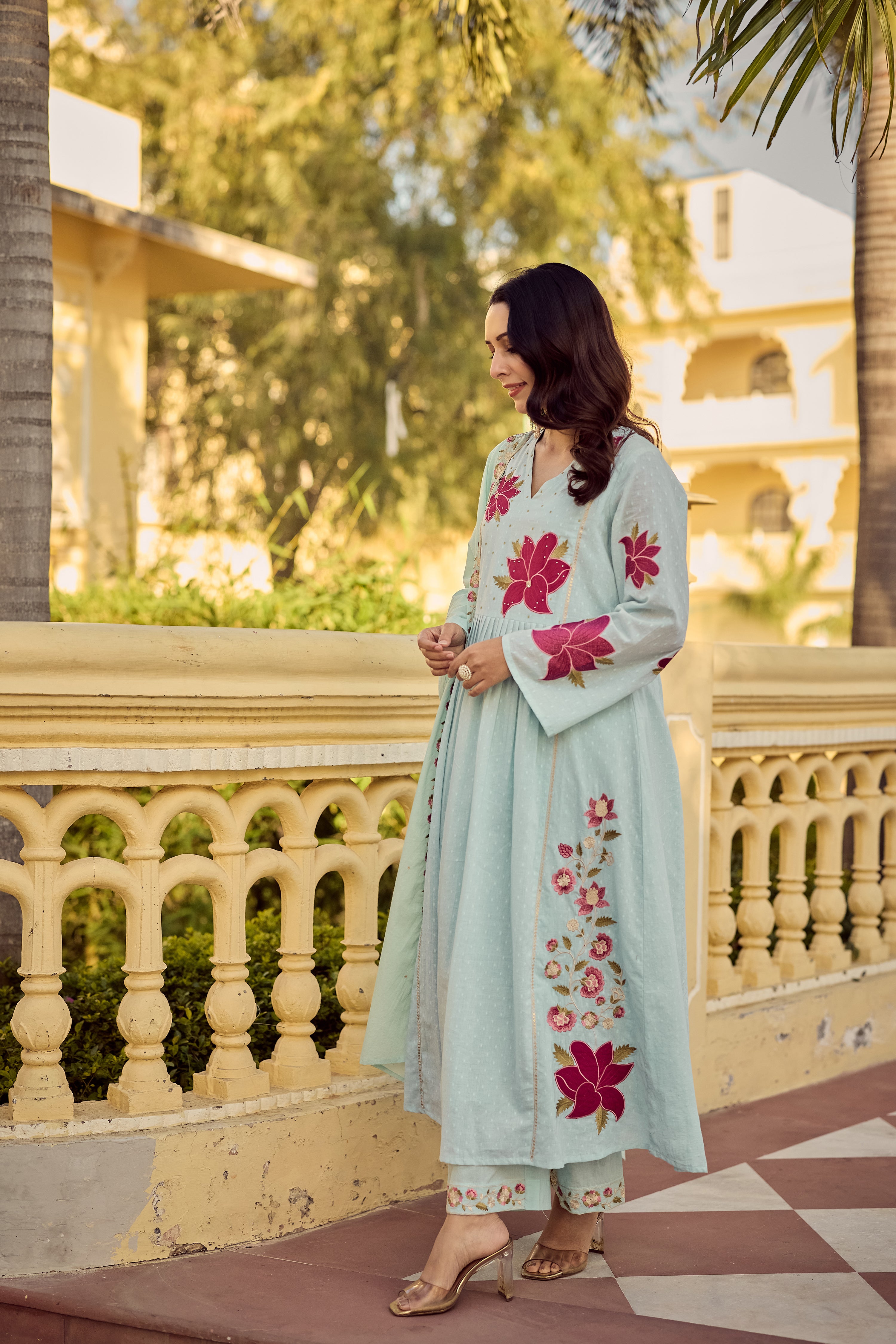 Aqua Blossom Suit Set