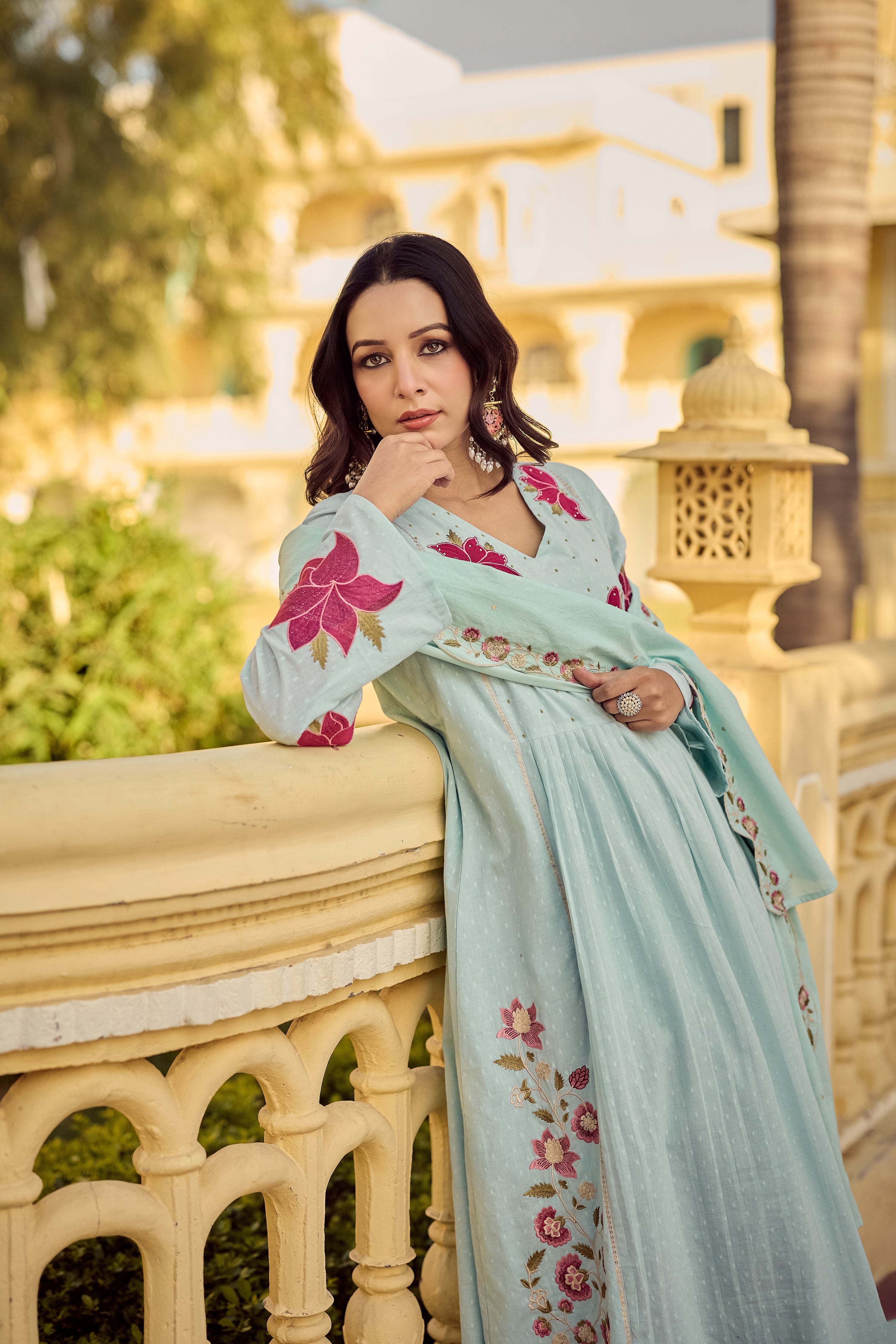 Aqua Blossom Suit Set