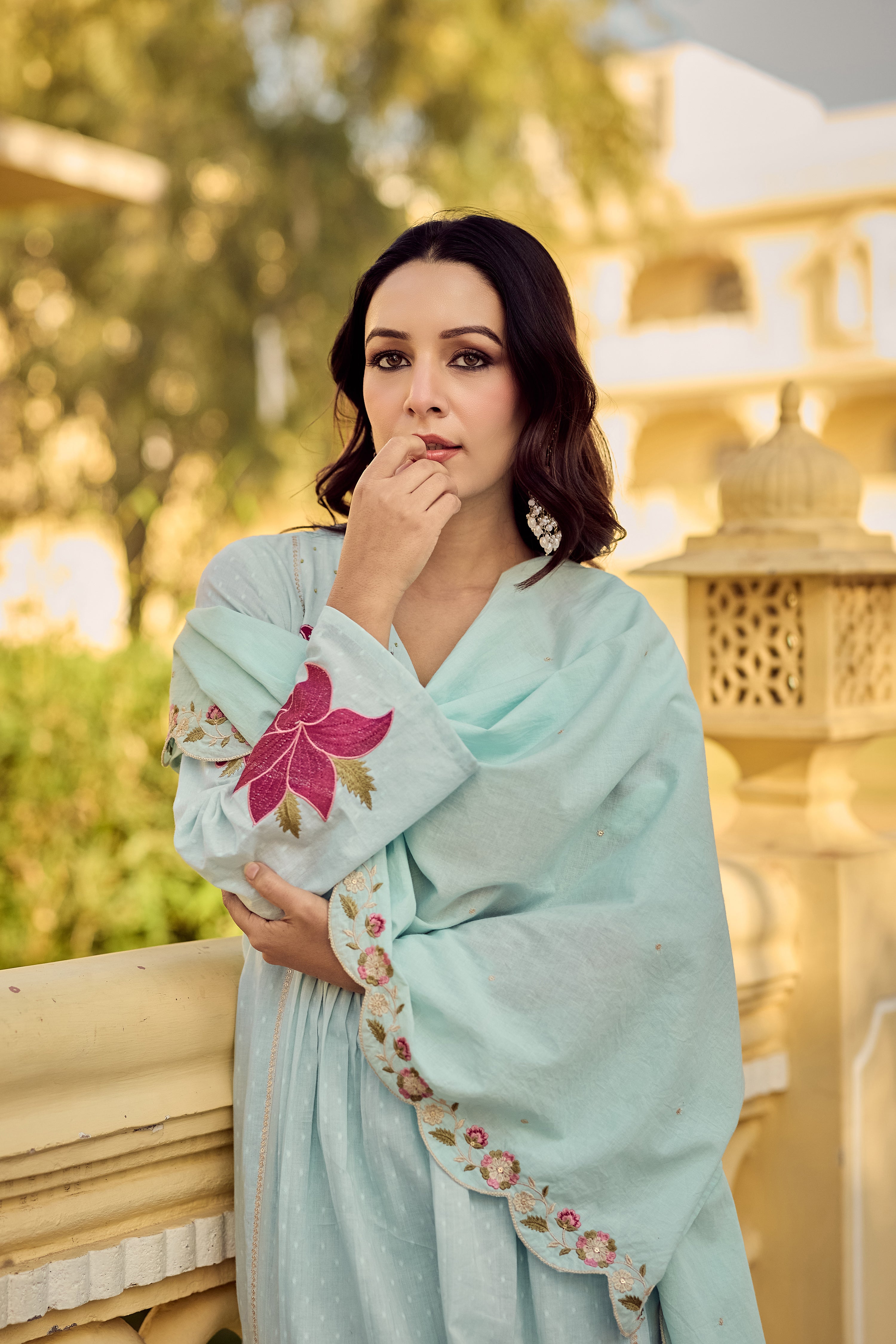 Aqua Blossom Suit Set