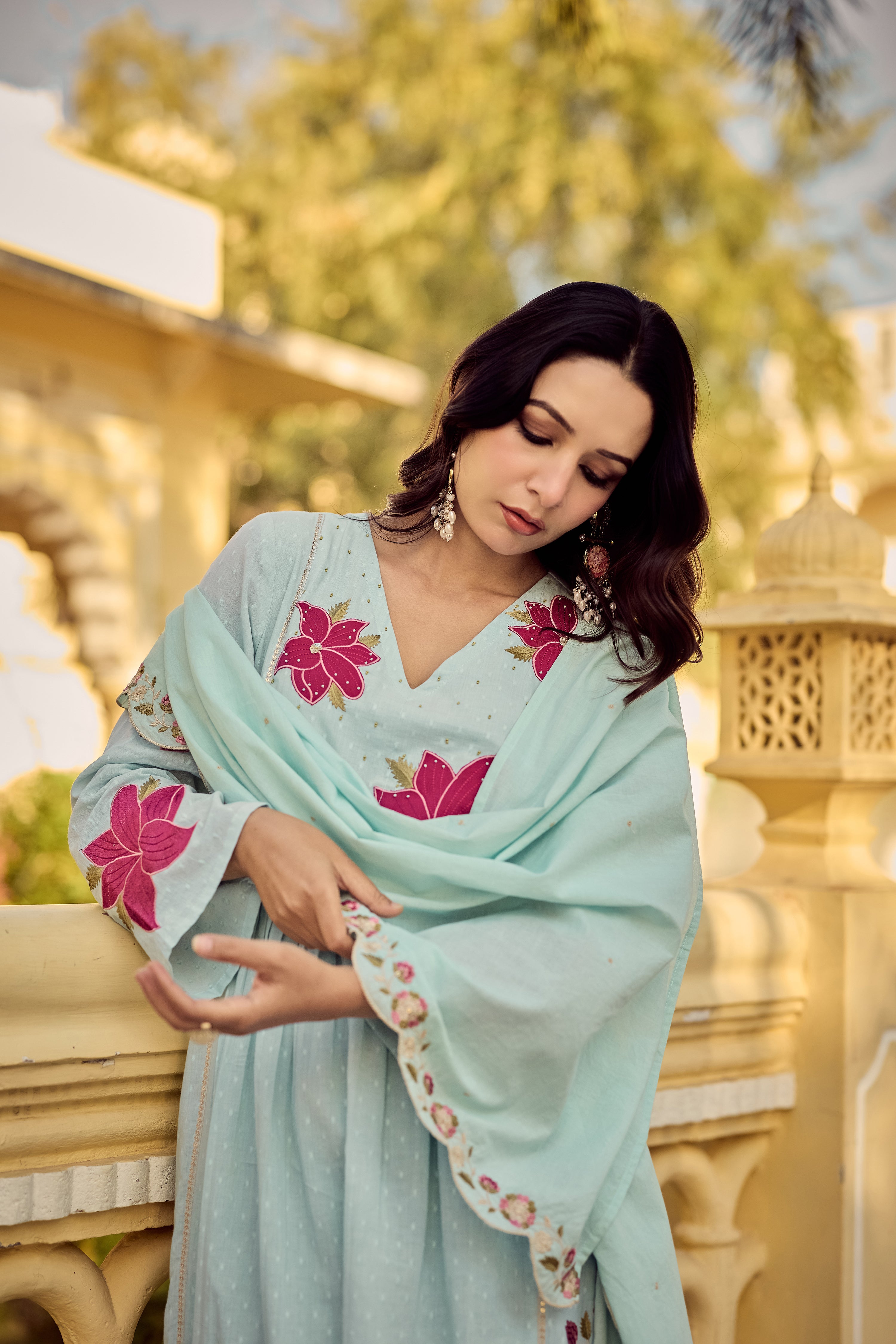 Aqua Blossom Suit Set