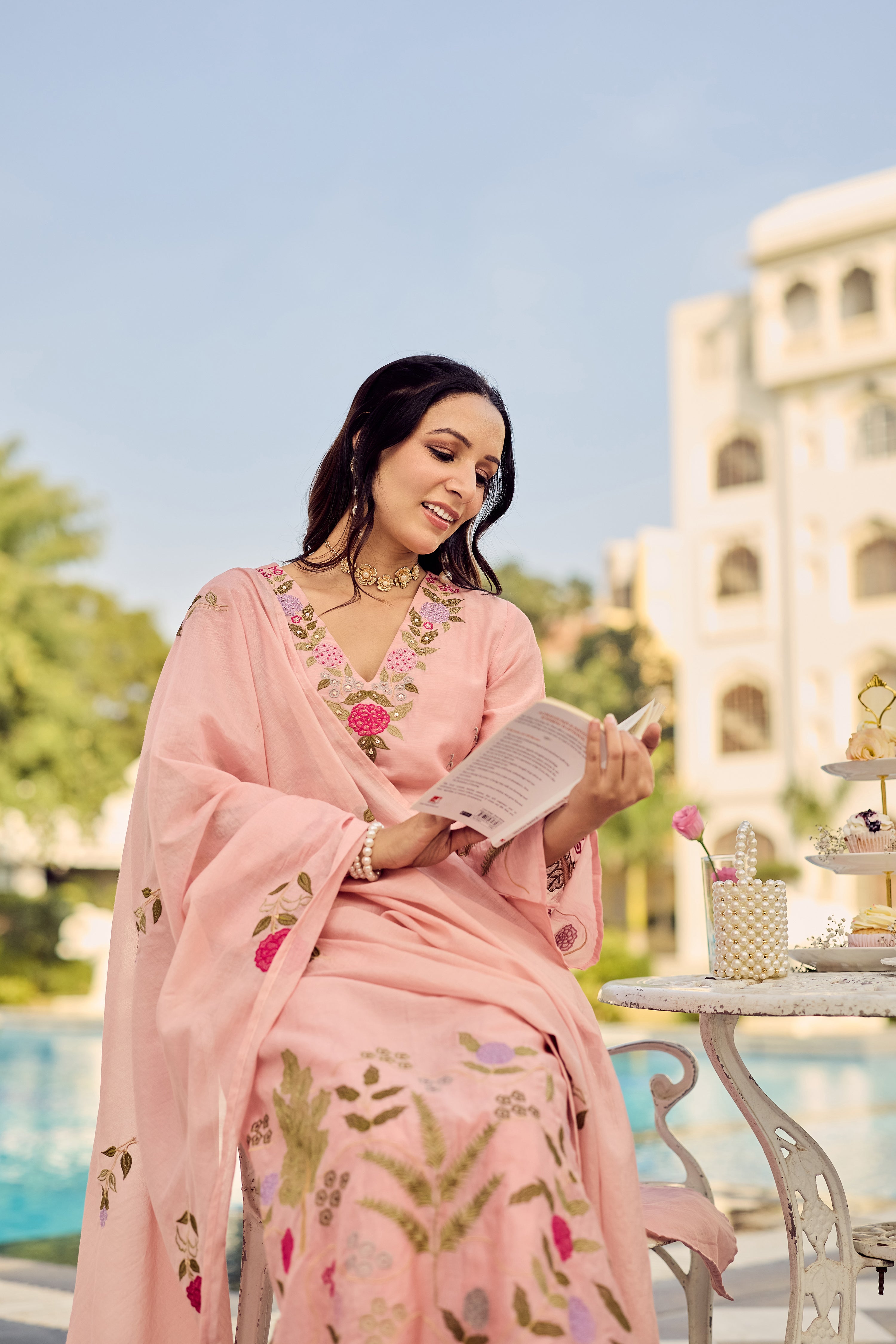 Dusty Rose Glow Chanderi Suit Set