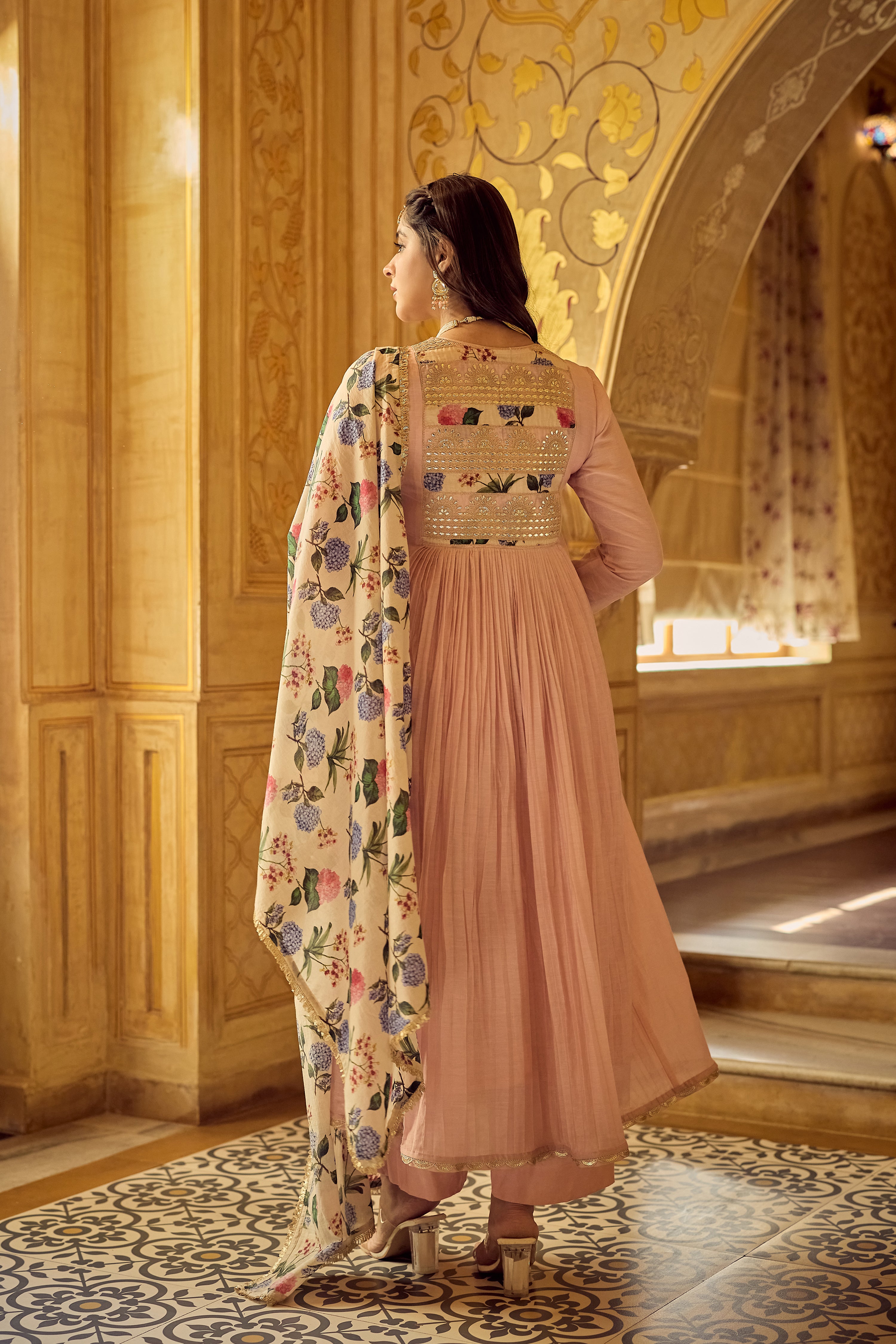 Blush Gulab Chanderi Embroidered Suit Set