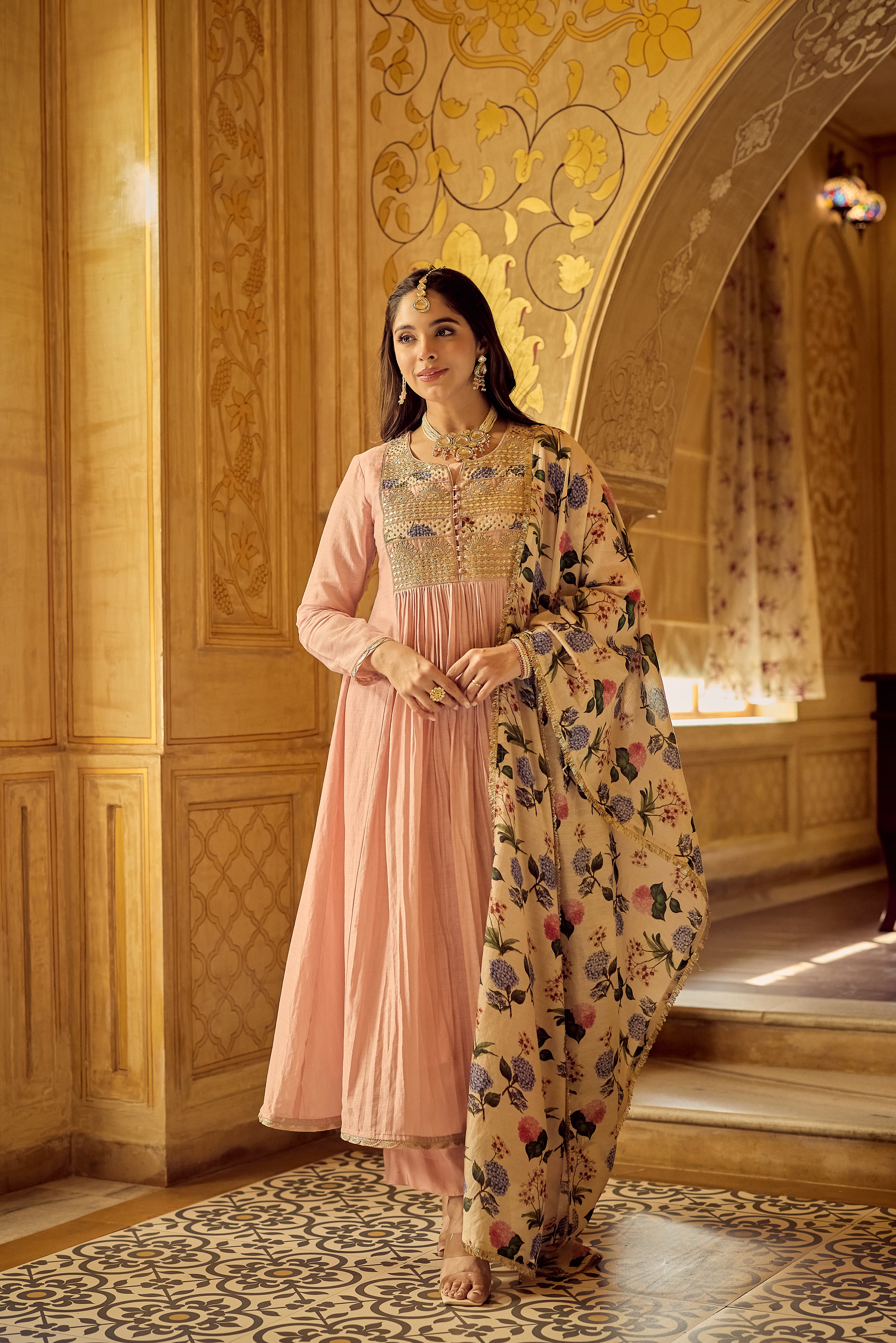 Blush Gulab Chanderi Embroidered Suit Set
