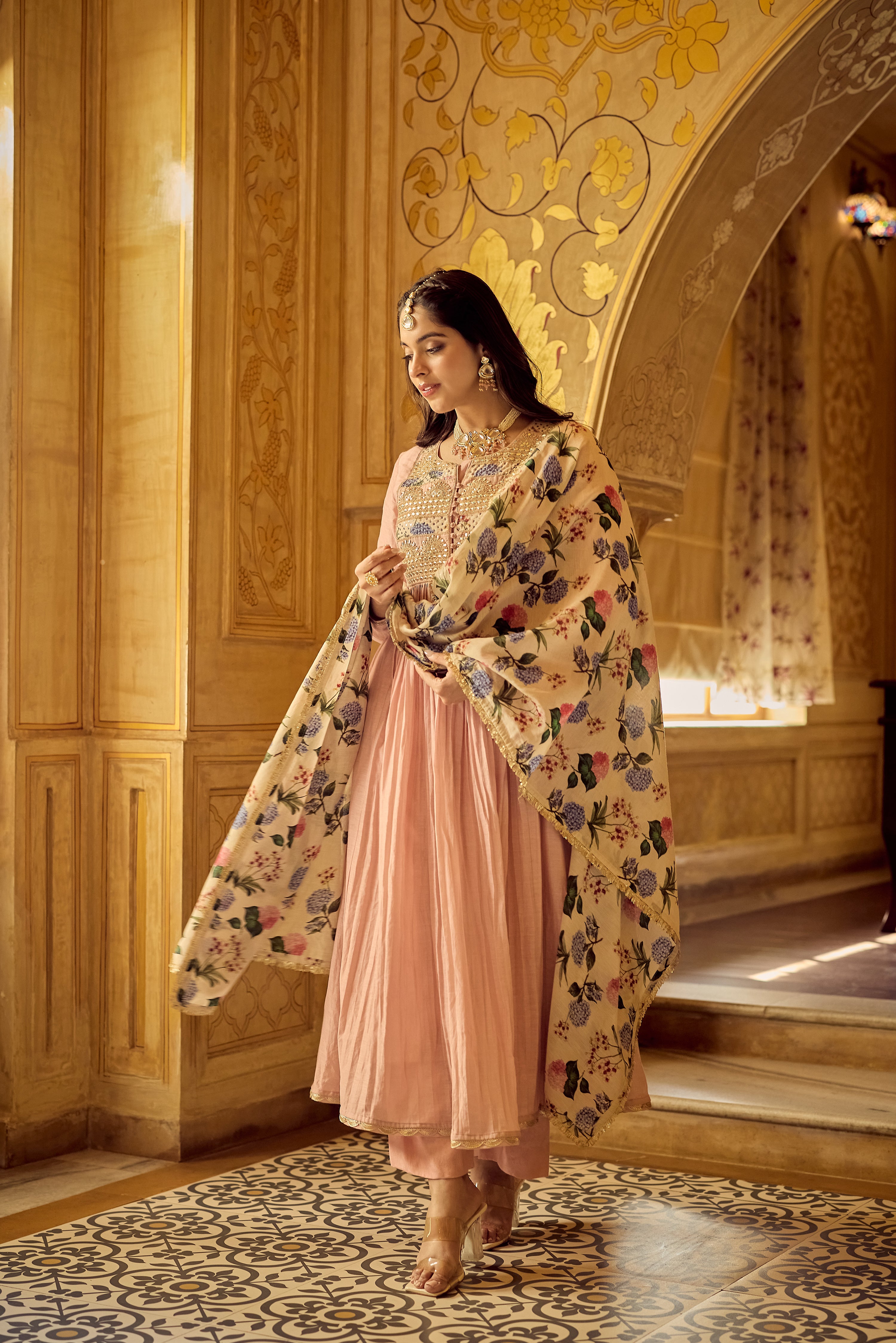 Blush Gulab Chanderi Embroidered Suit Set