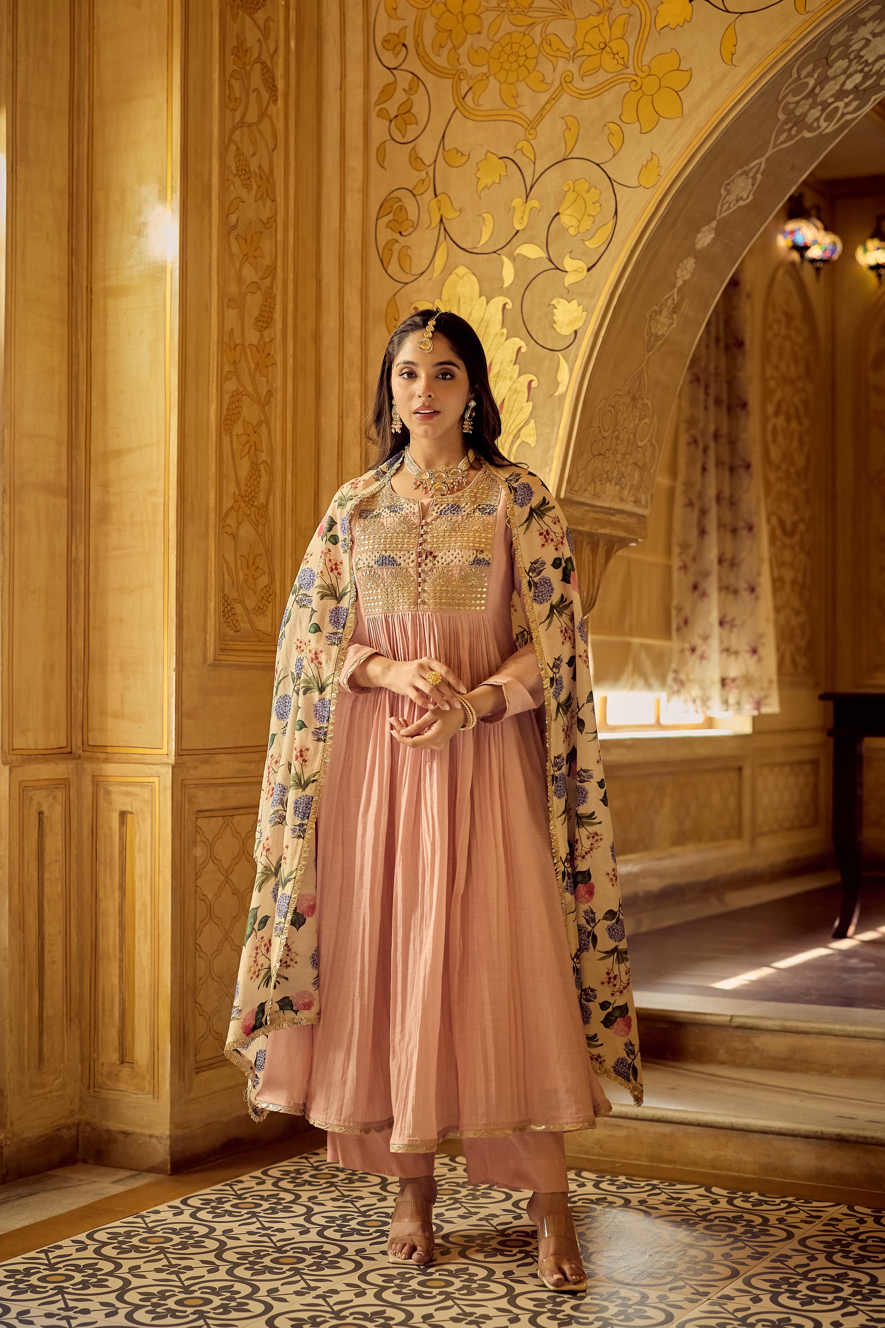 Blush Gulab Chanderi Embroidered Suit Set