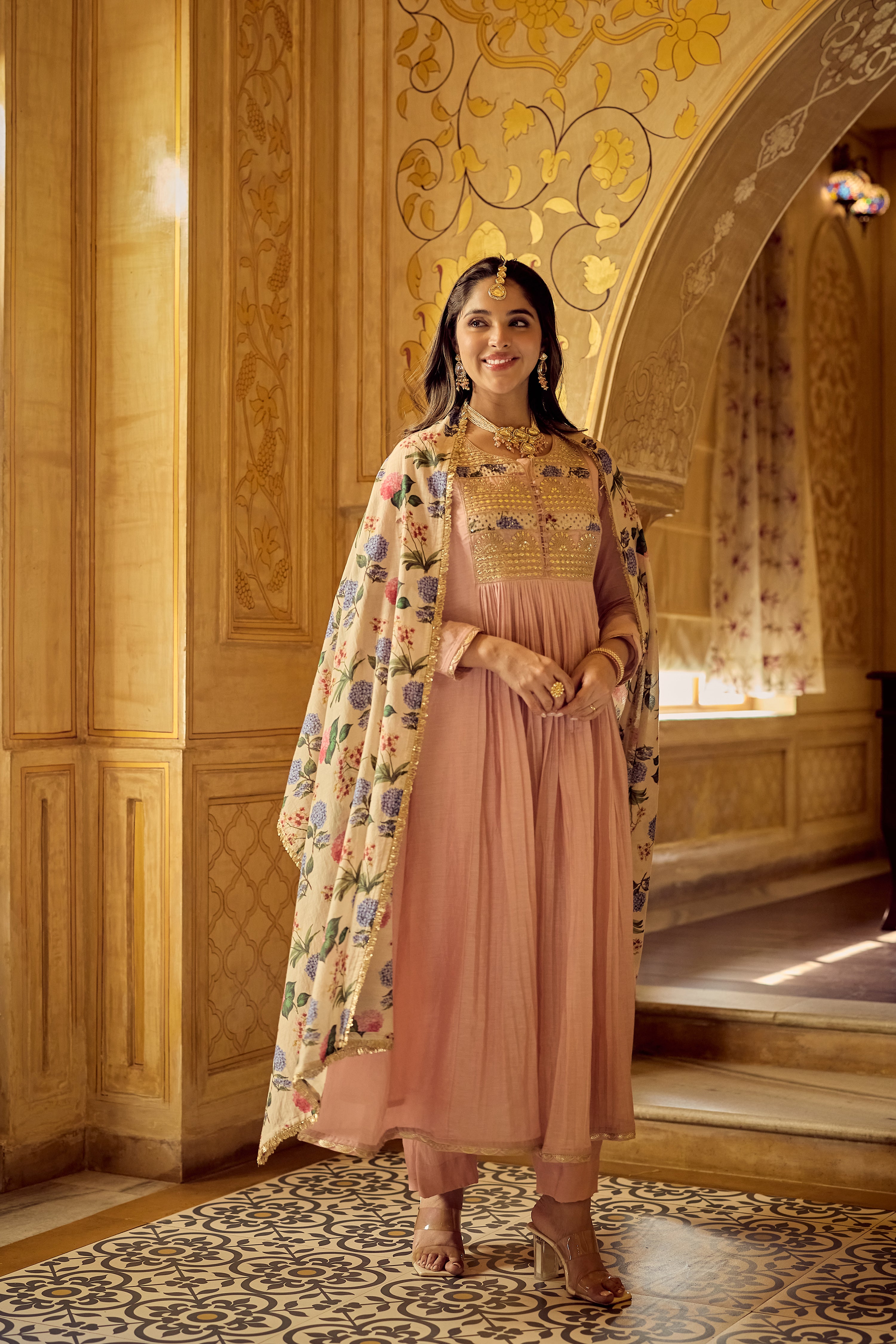 Blush Gulab Chanderi Embroidered Suit Set