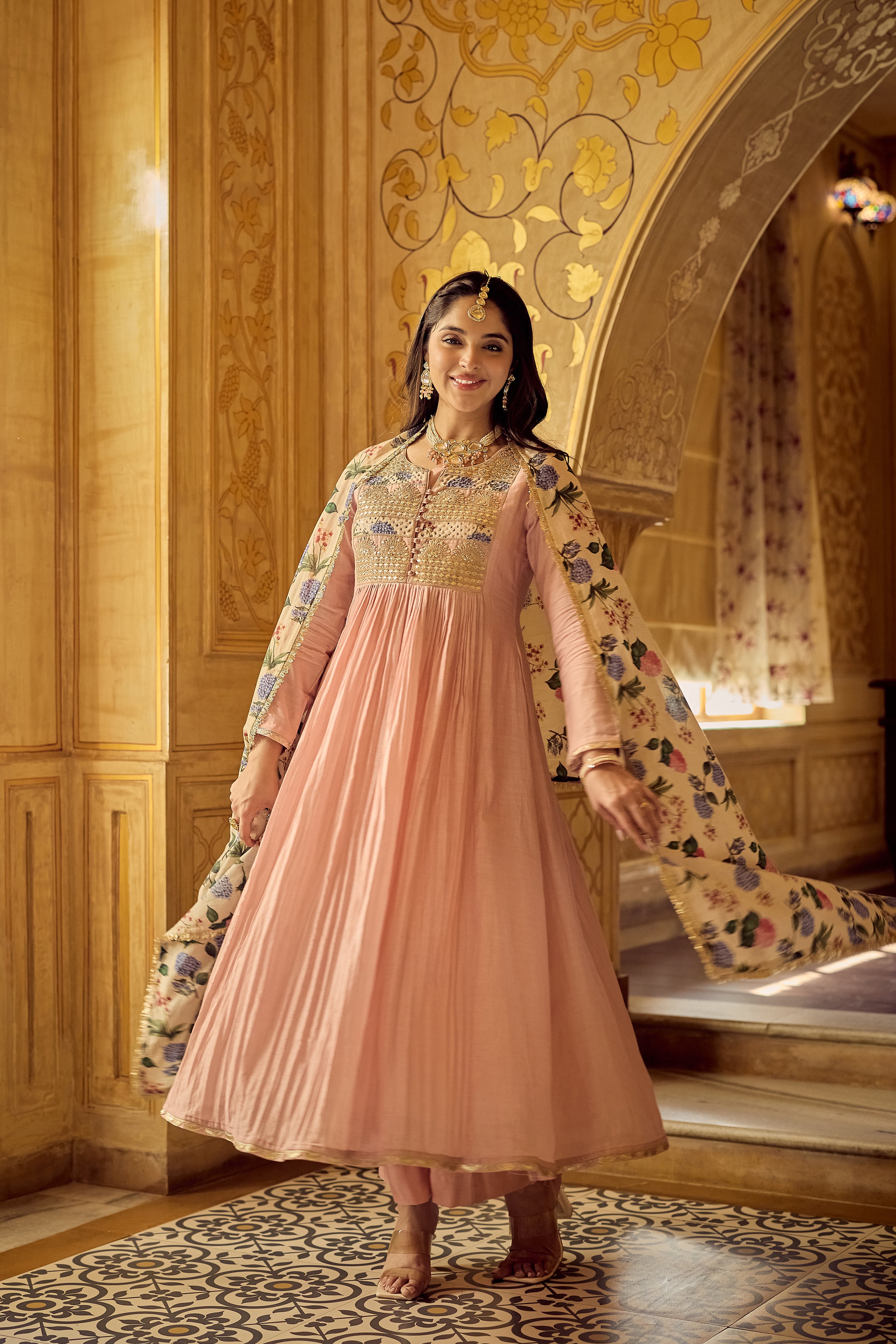 Blush Gulab Chanderi Embroidered Suit Set