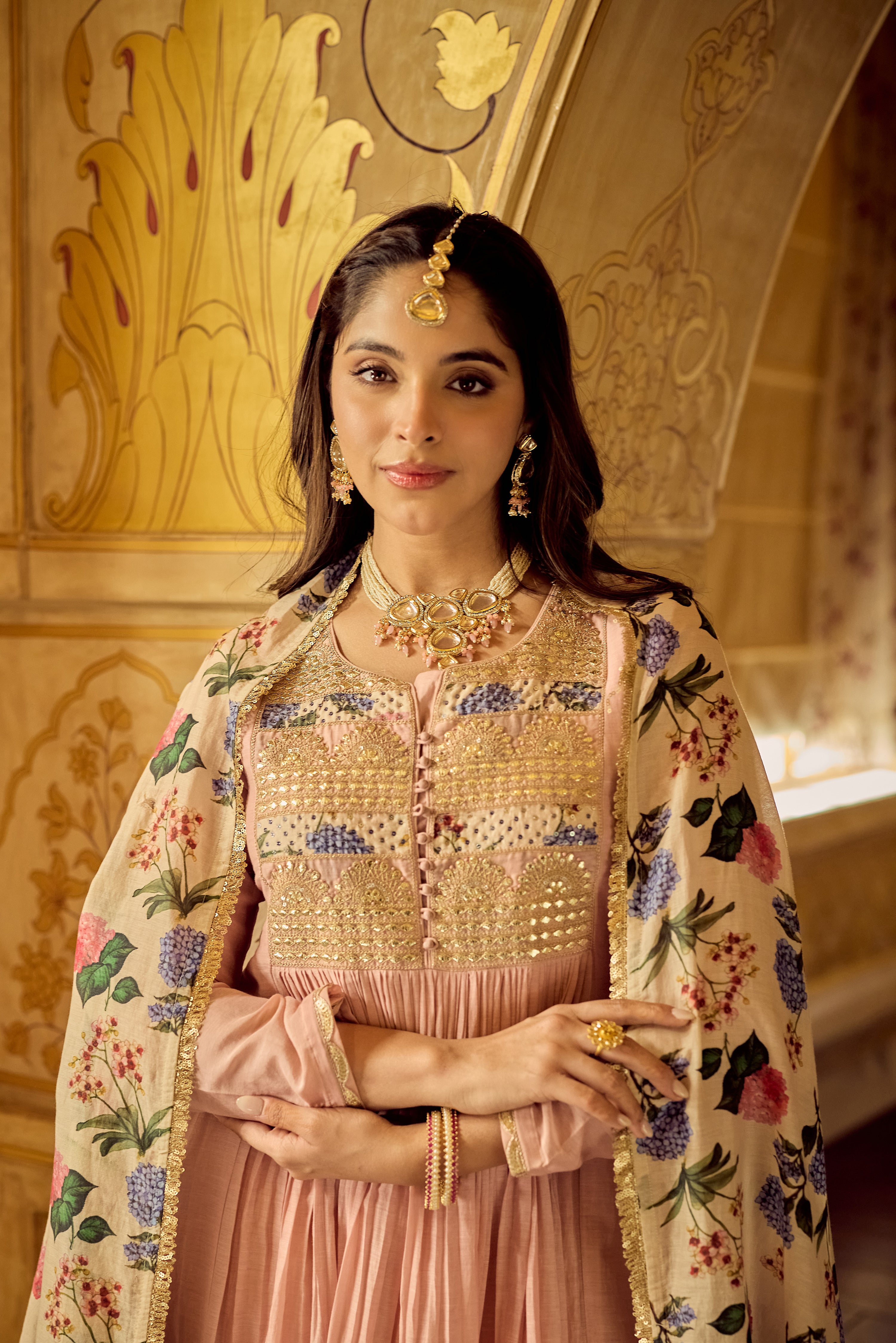 Blush Gulab Chanderi Embroidered Suit Set