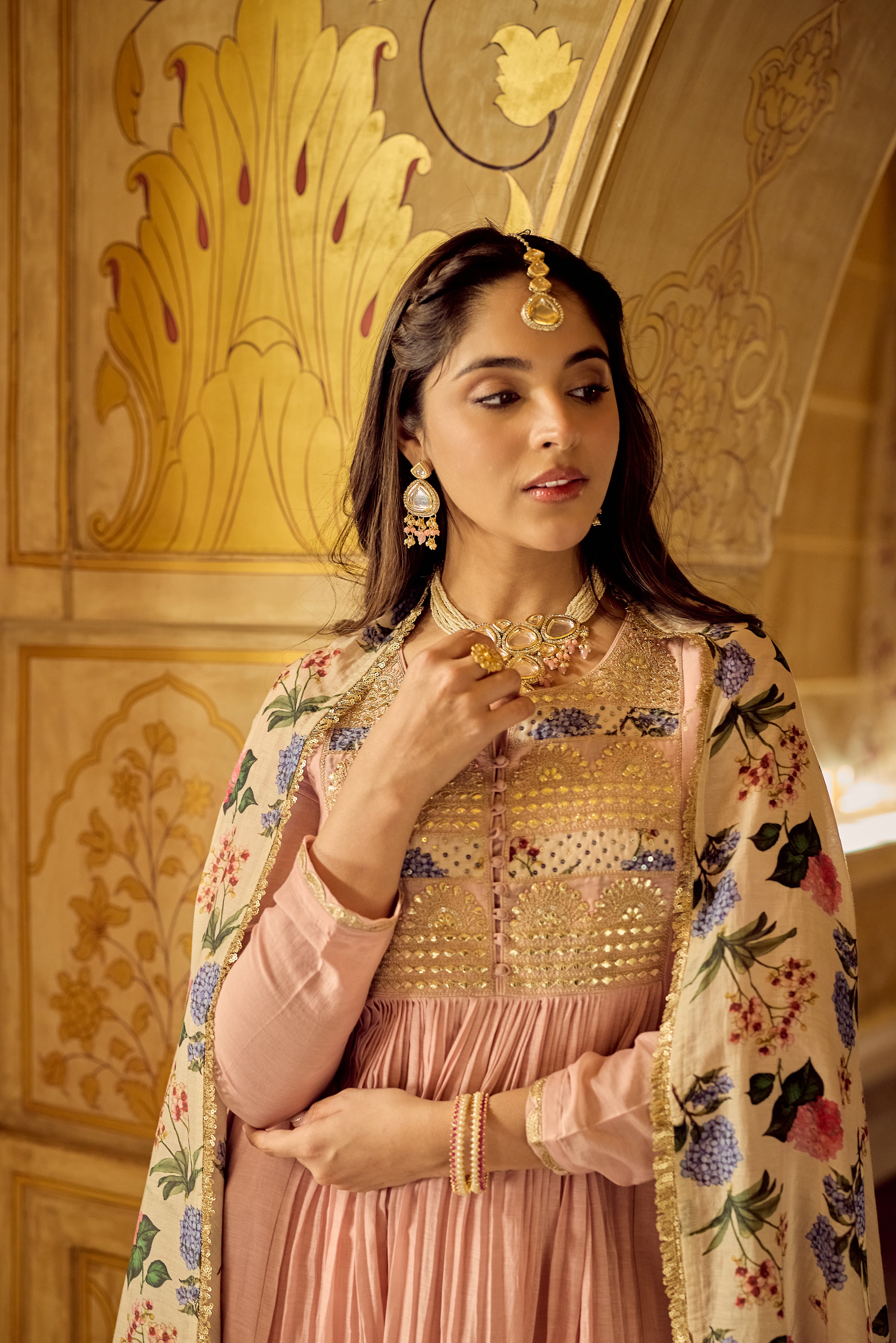 Blush Gulab Chanderi Embroidered Suit Set