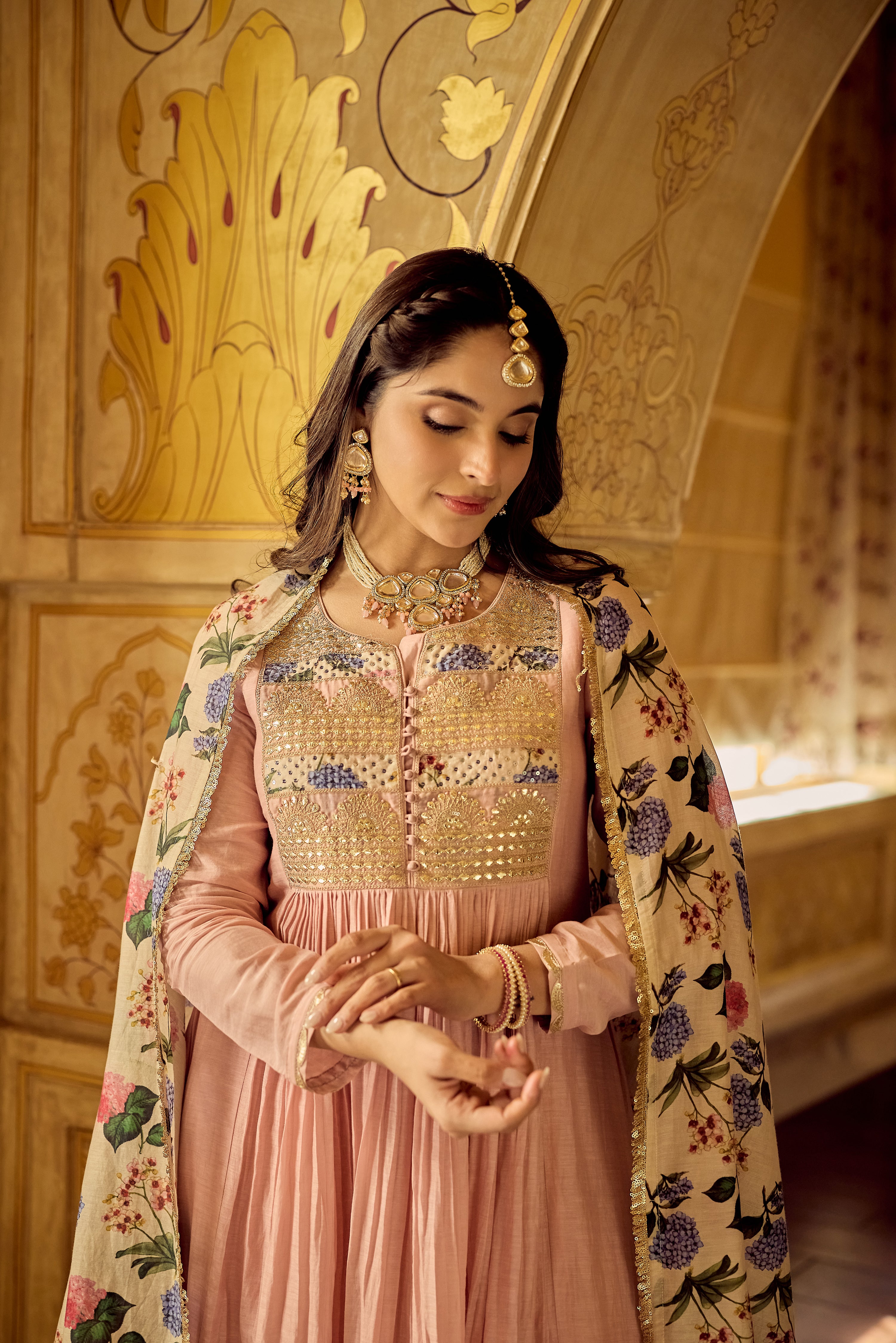 Blush Gulab Chanderi Embroidered Suit Set
