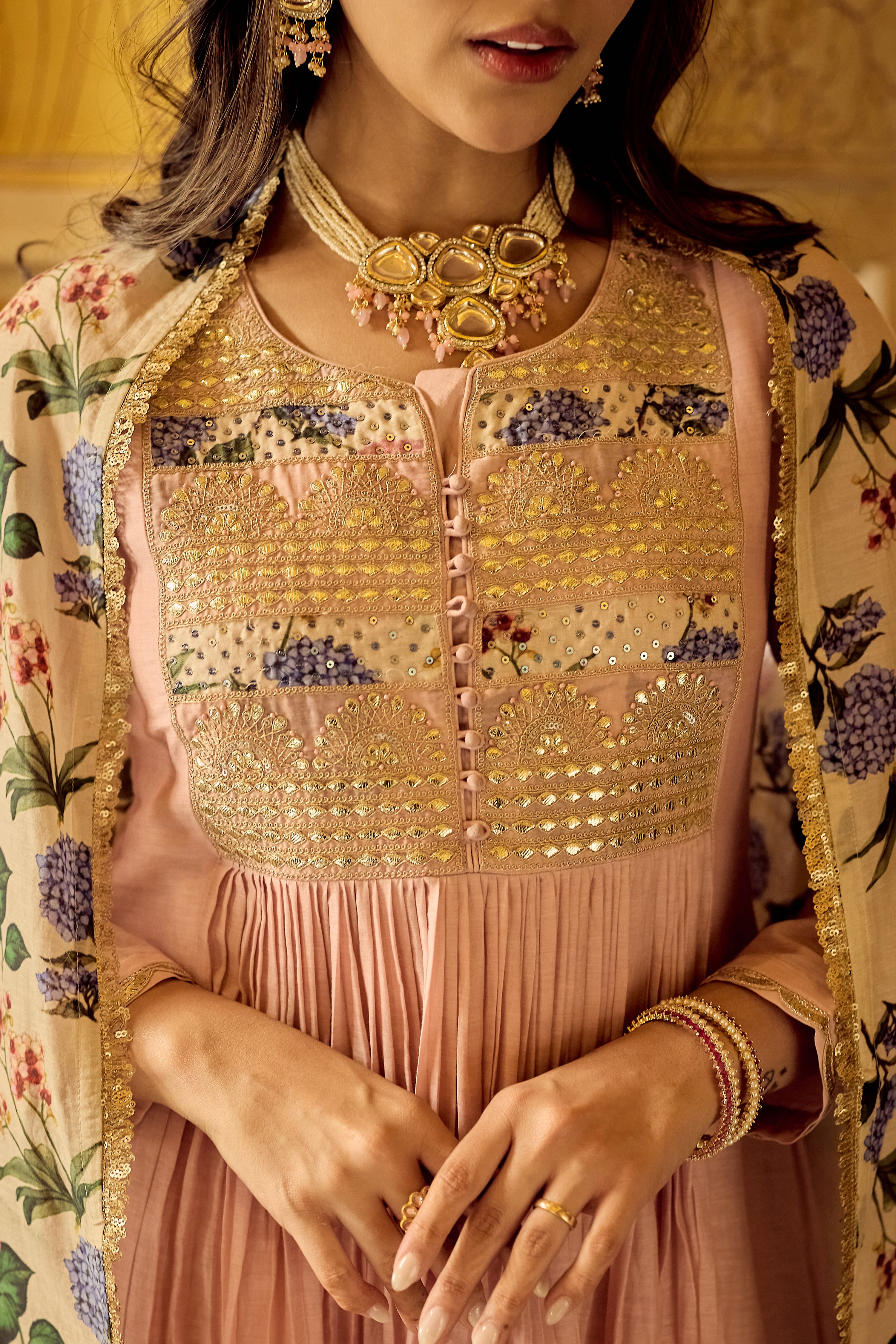 Blush Gulab Chanderi Embroidered Suit Set