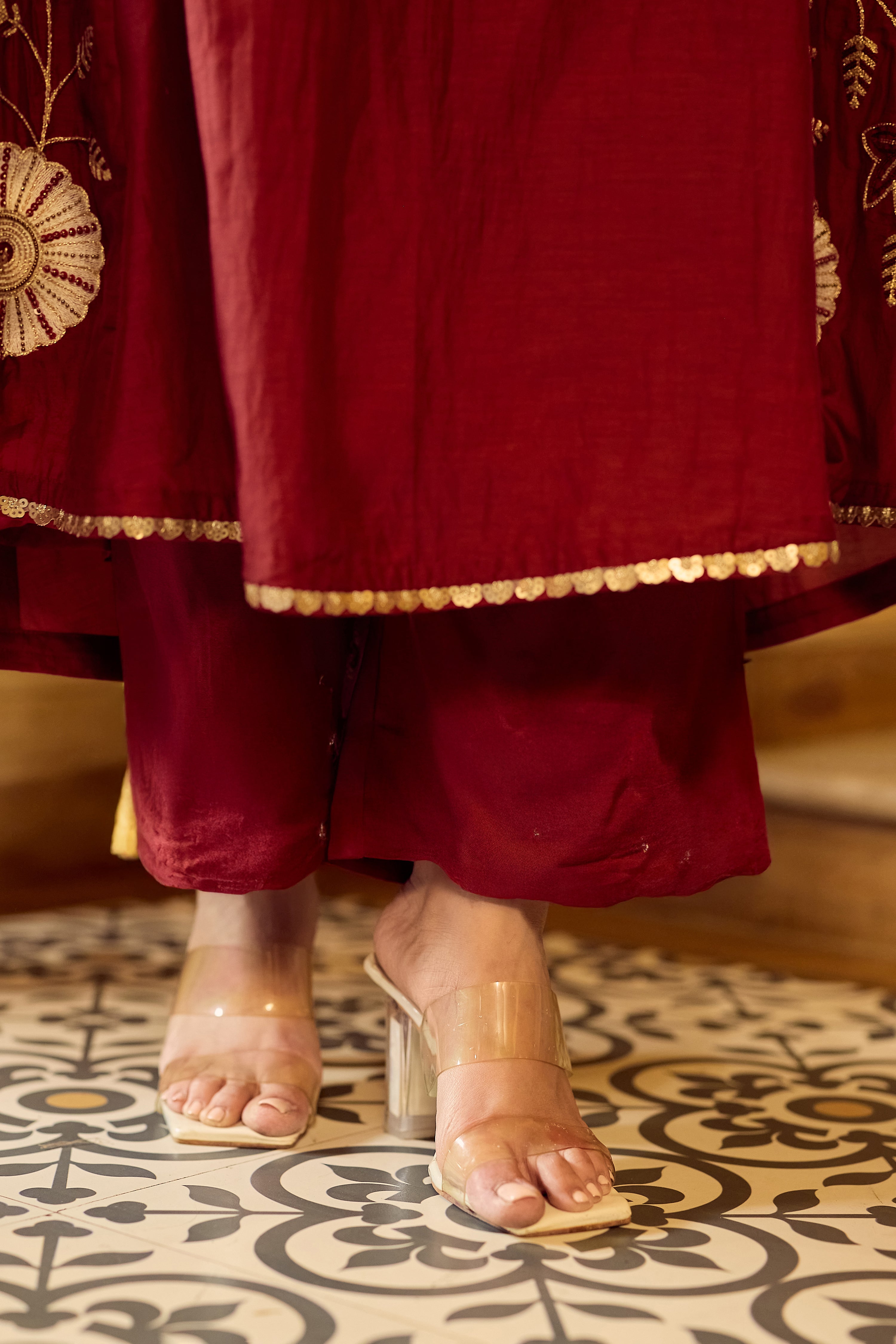 Royal Maroon Chanderi Set