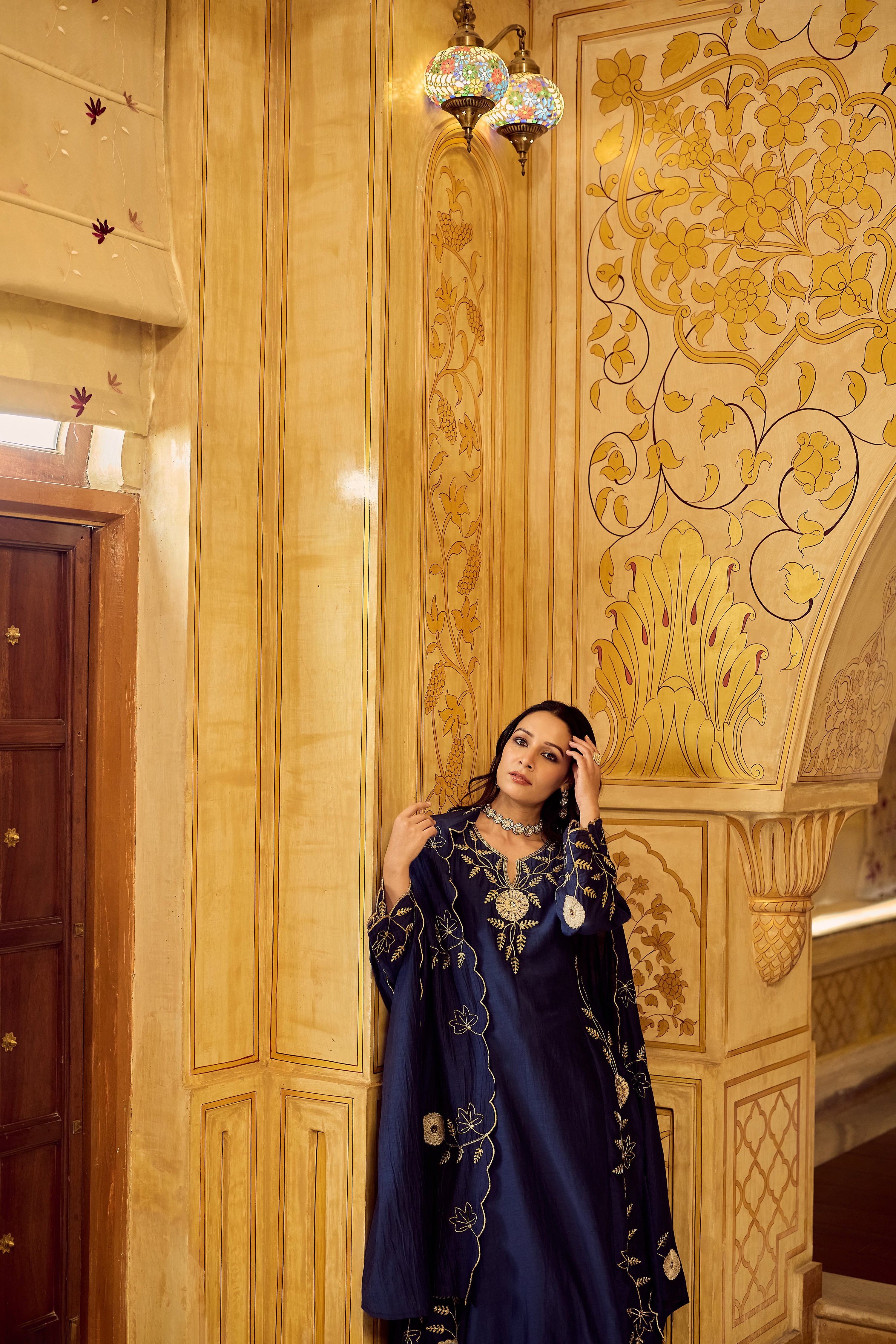 Midnight Bloom Chanderi Suit Set