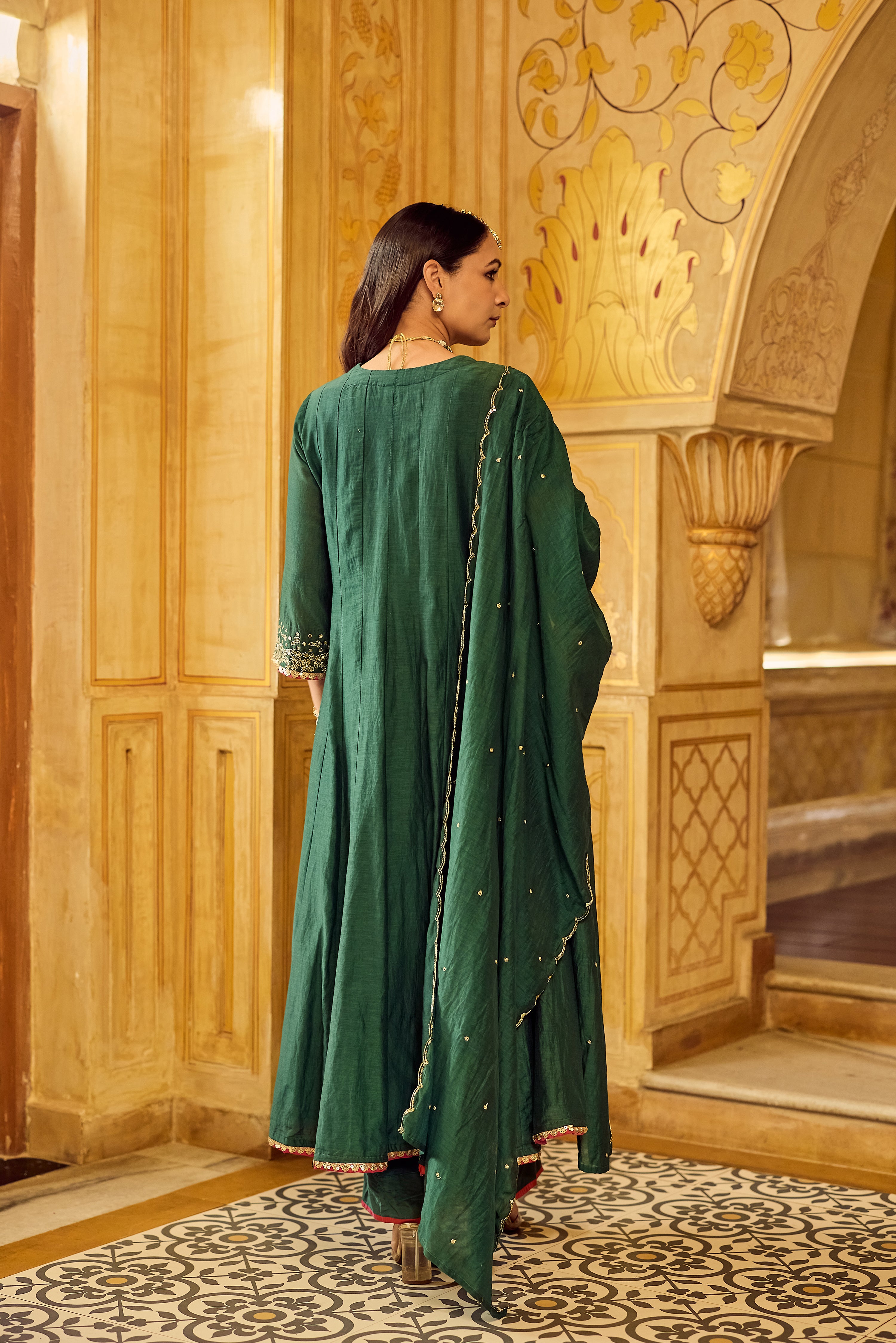 Forest Bloom Mul Chanderi Suit Set