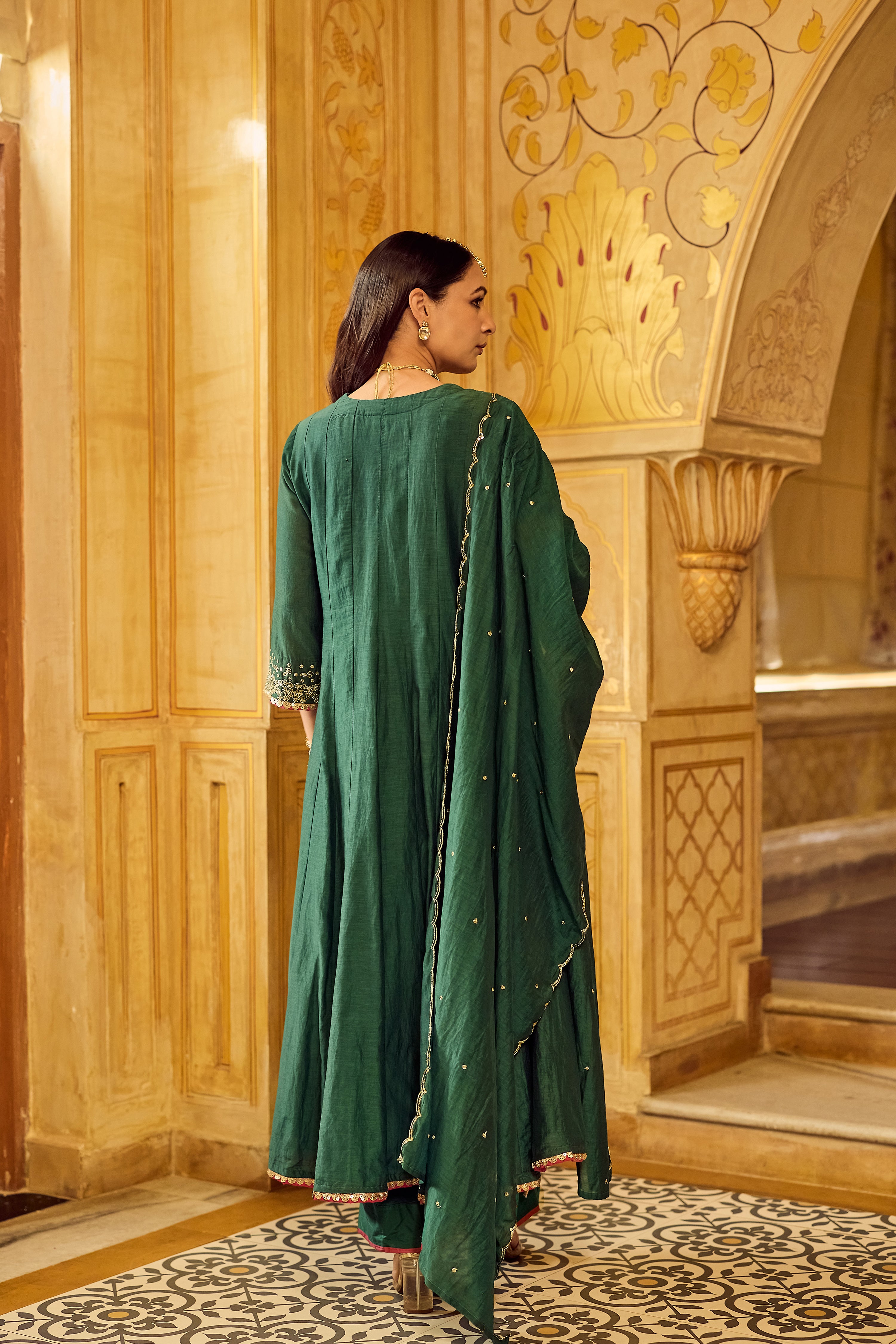 Forest Bloom Mul Chanderi Suit Set