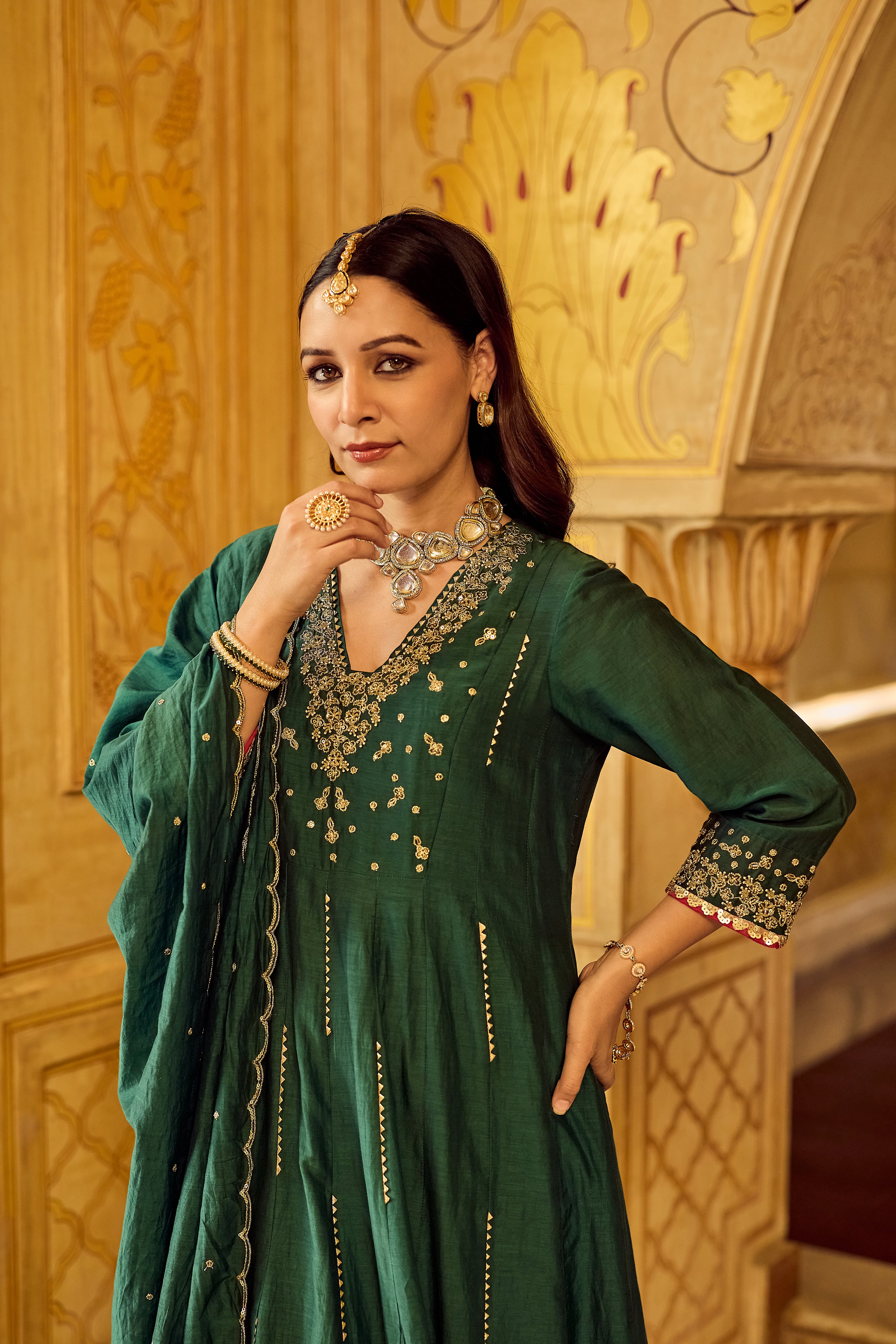 Forest Bloom Mul Chanderi Suit Set