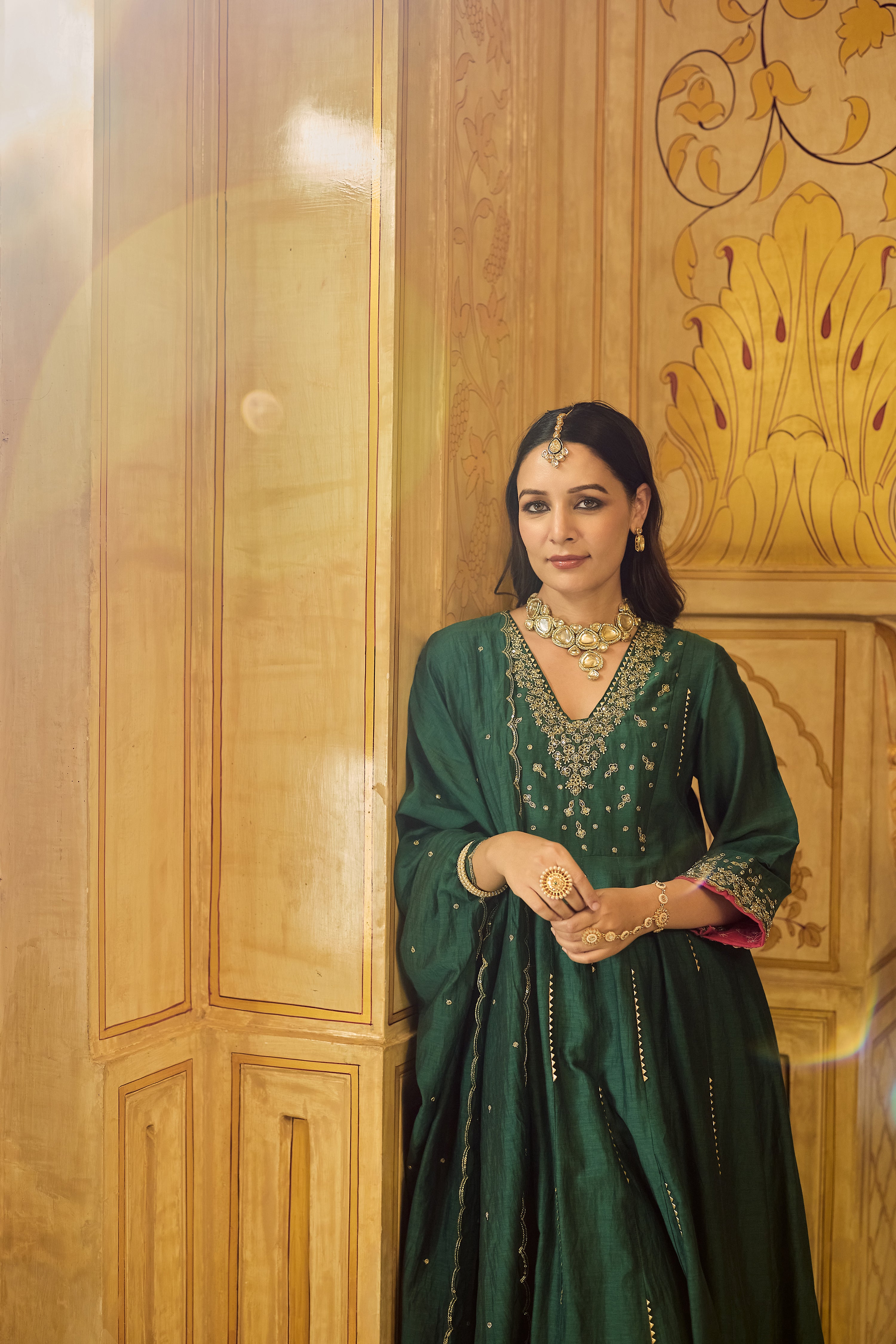 Forest Bloom Mul Chanderi Suit Set