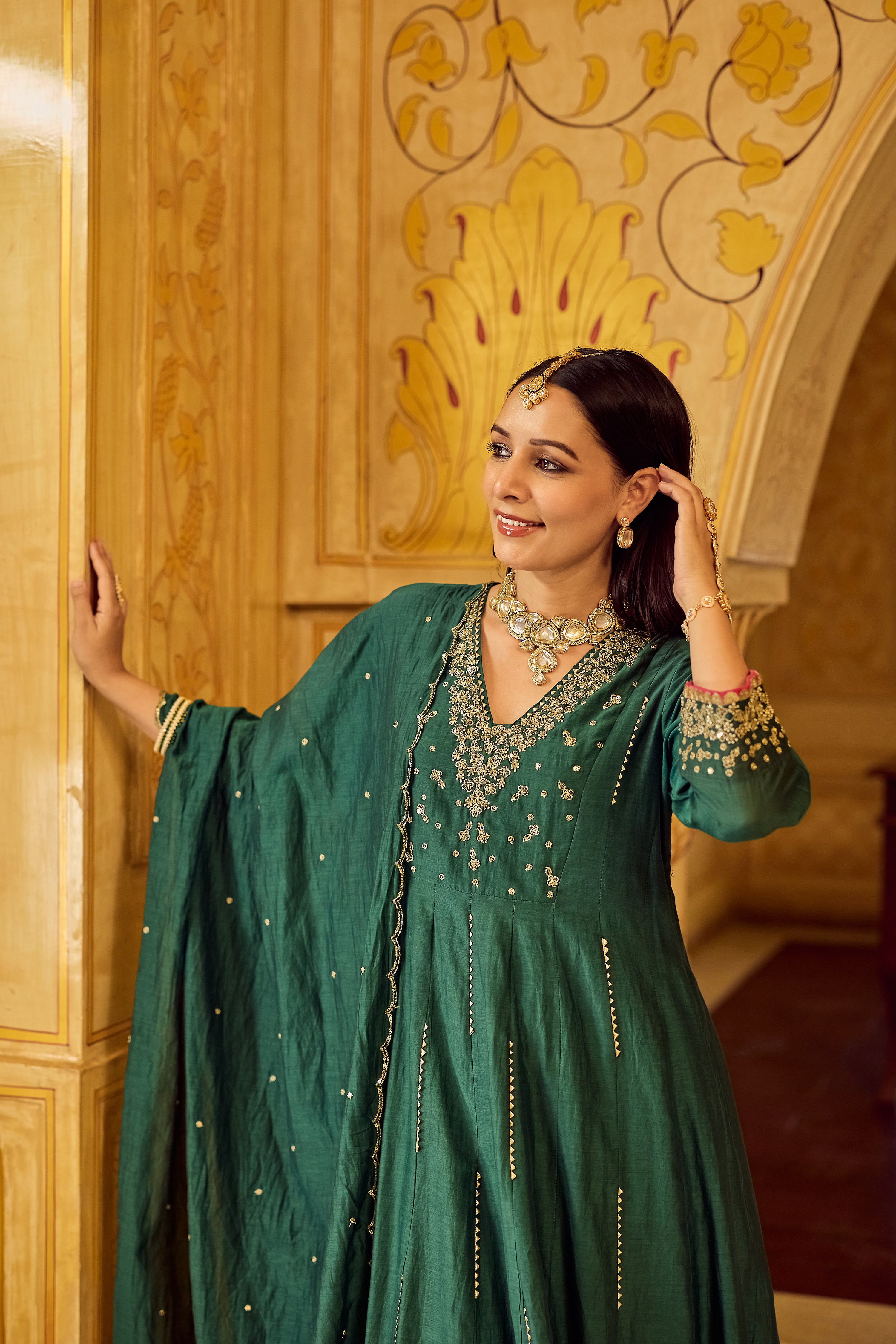 Forest Bloom Mul Chanderi Suit Set