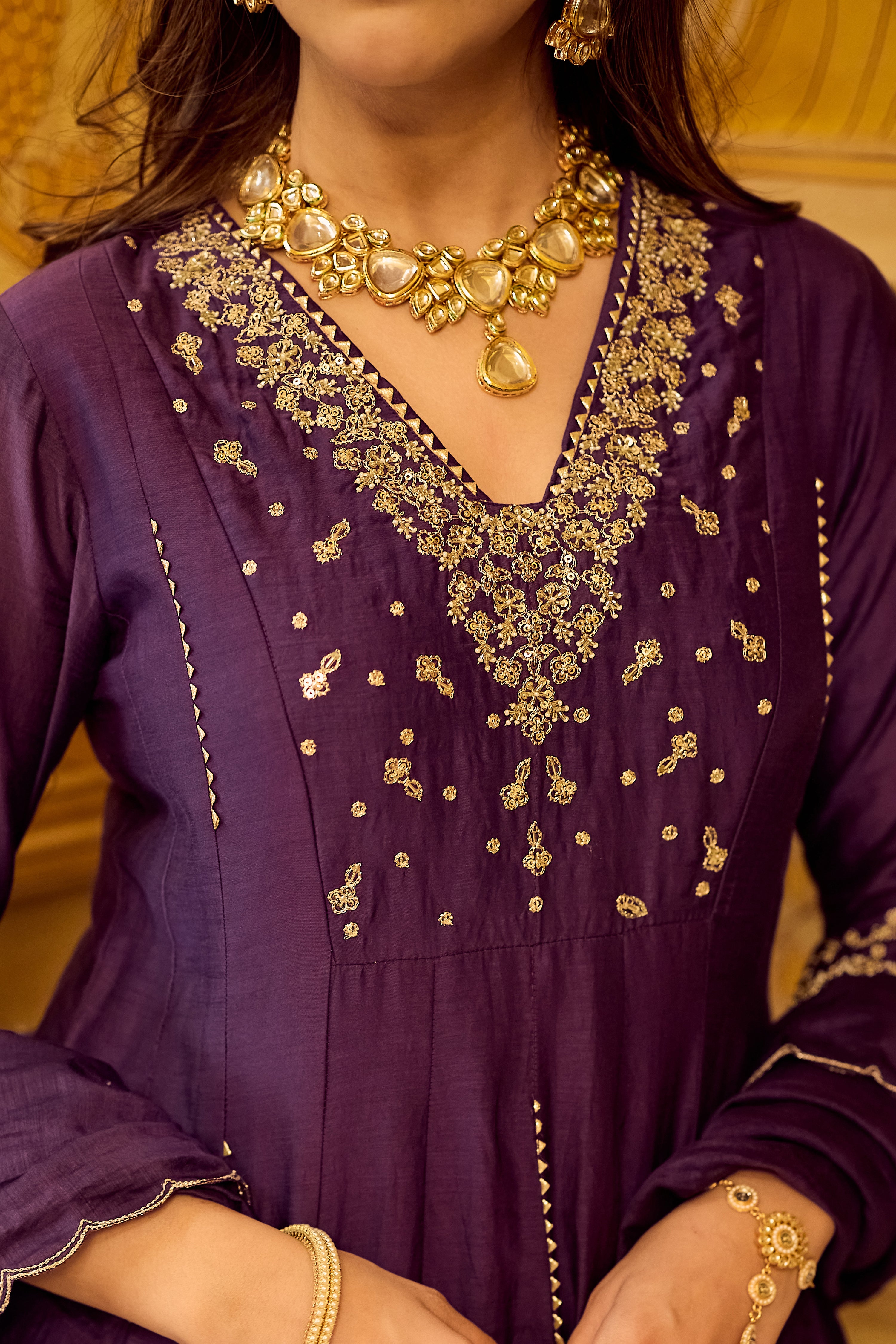 Regal Berry Mul Chanderi Suit Set