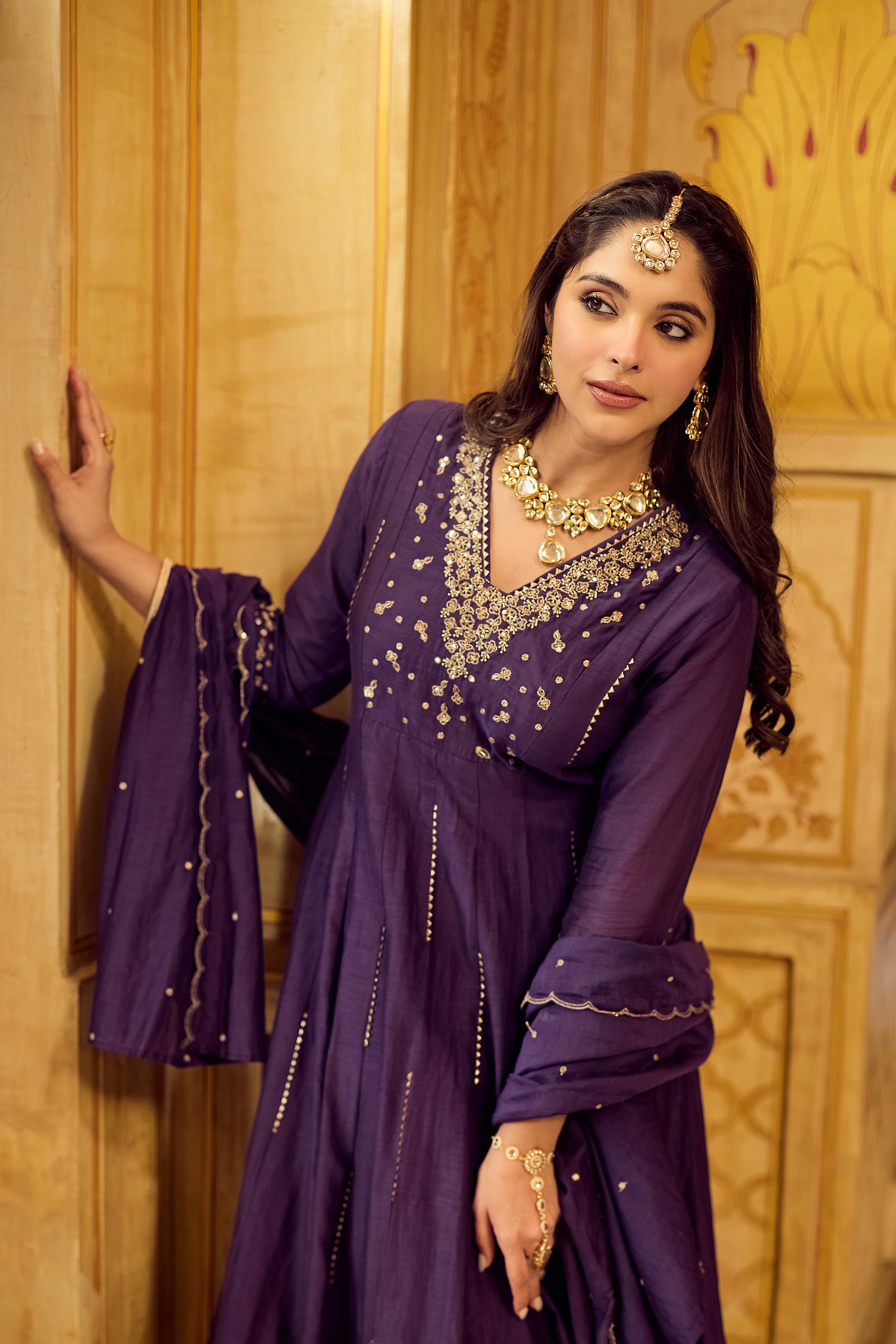 Regal Berry Mul Chanderi Suit Set