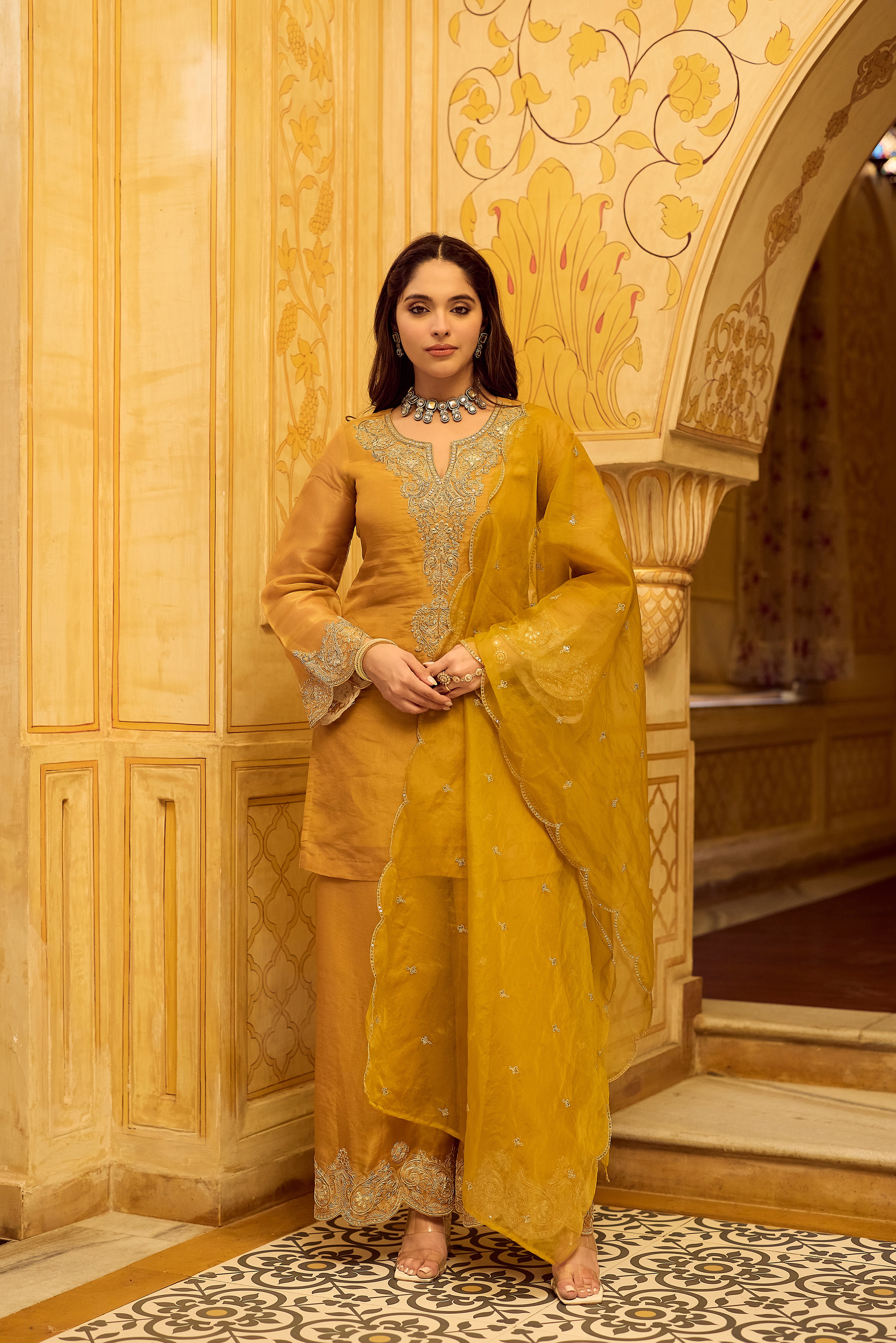 Golden Aura Swiss Tissue Suit Set