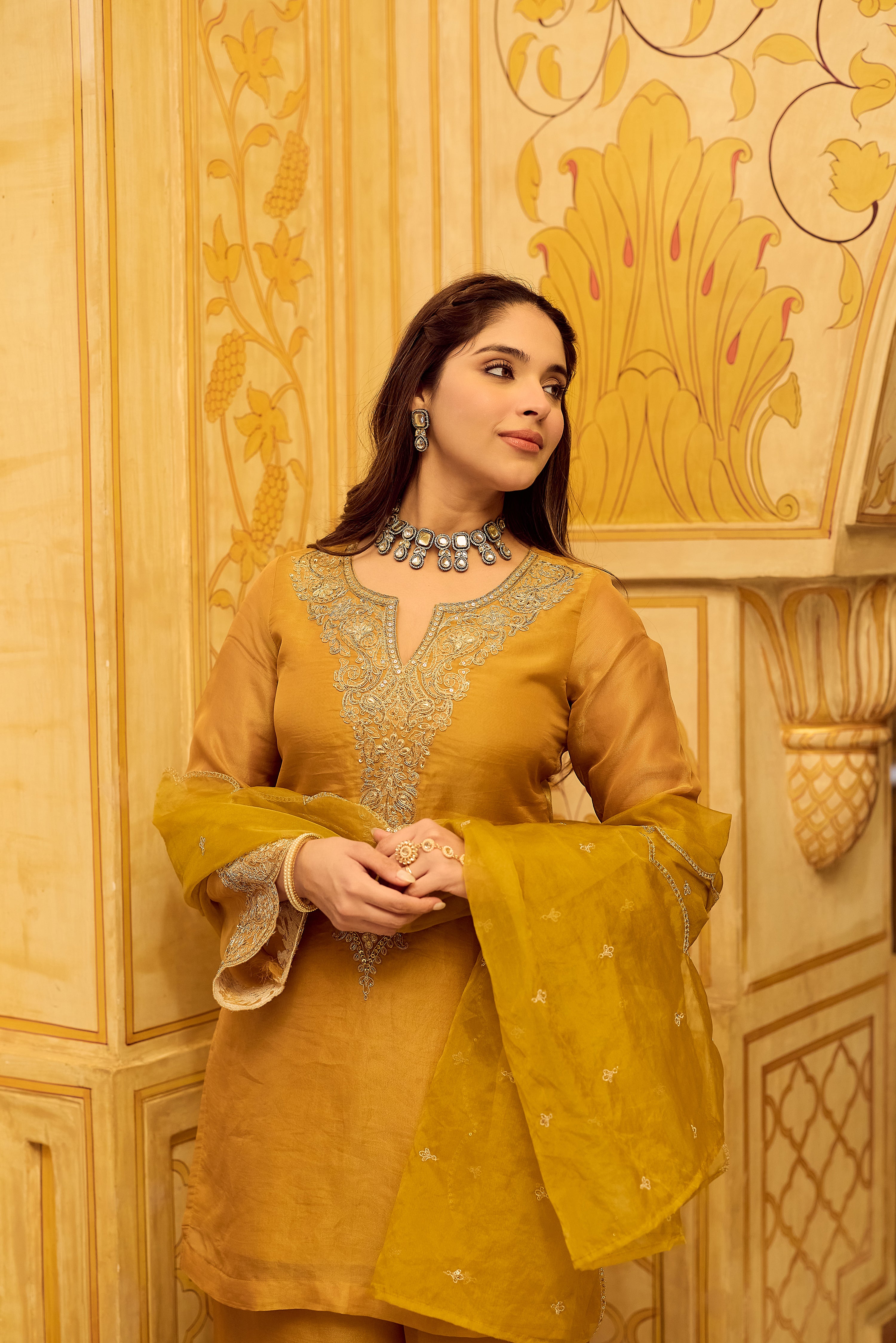 Golden Aura Swiss Tissue Suit Set