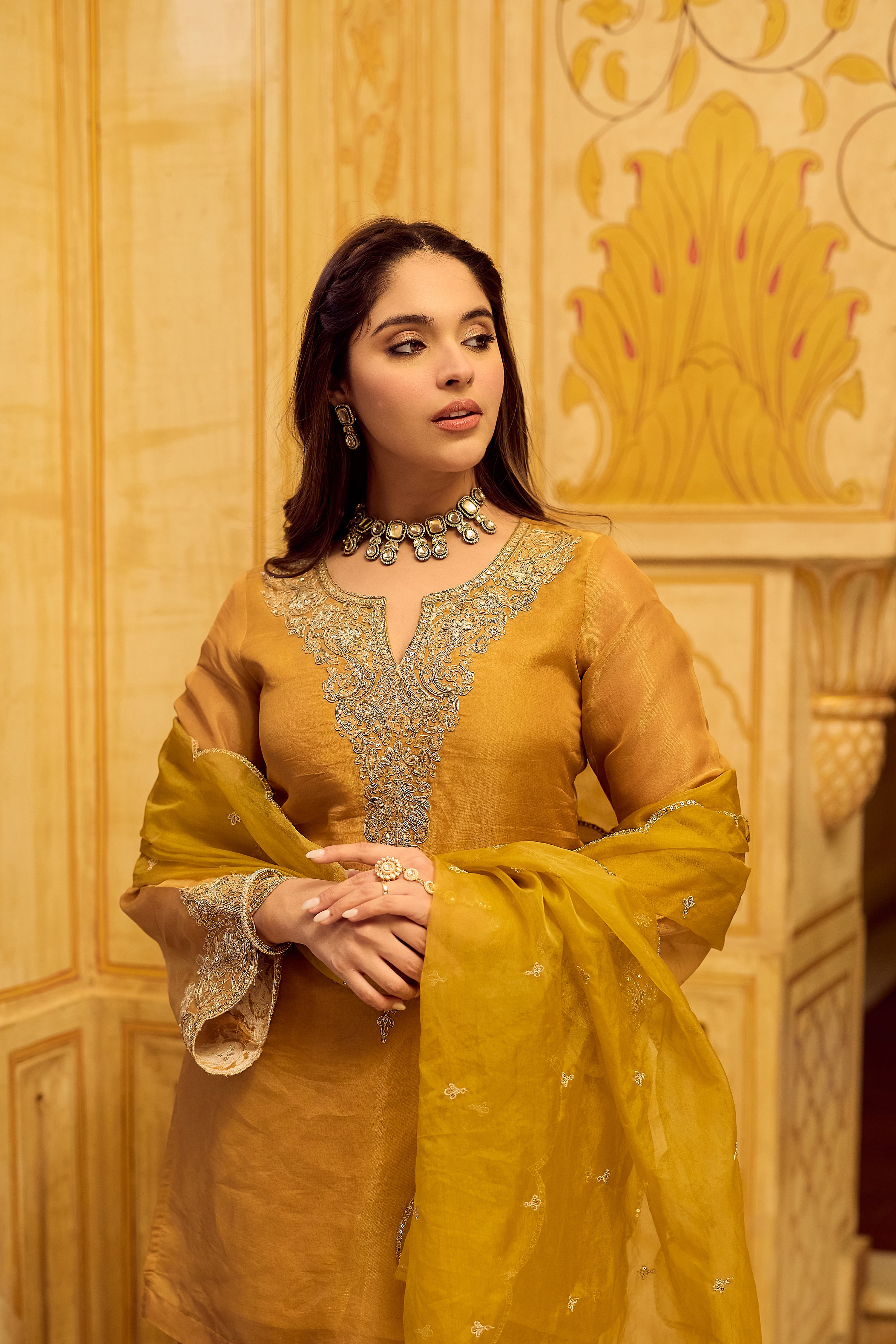 Golden Aura Swiss Tissue Suit Set