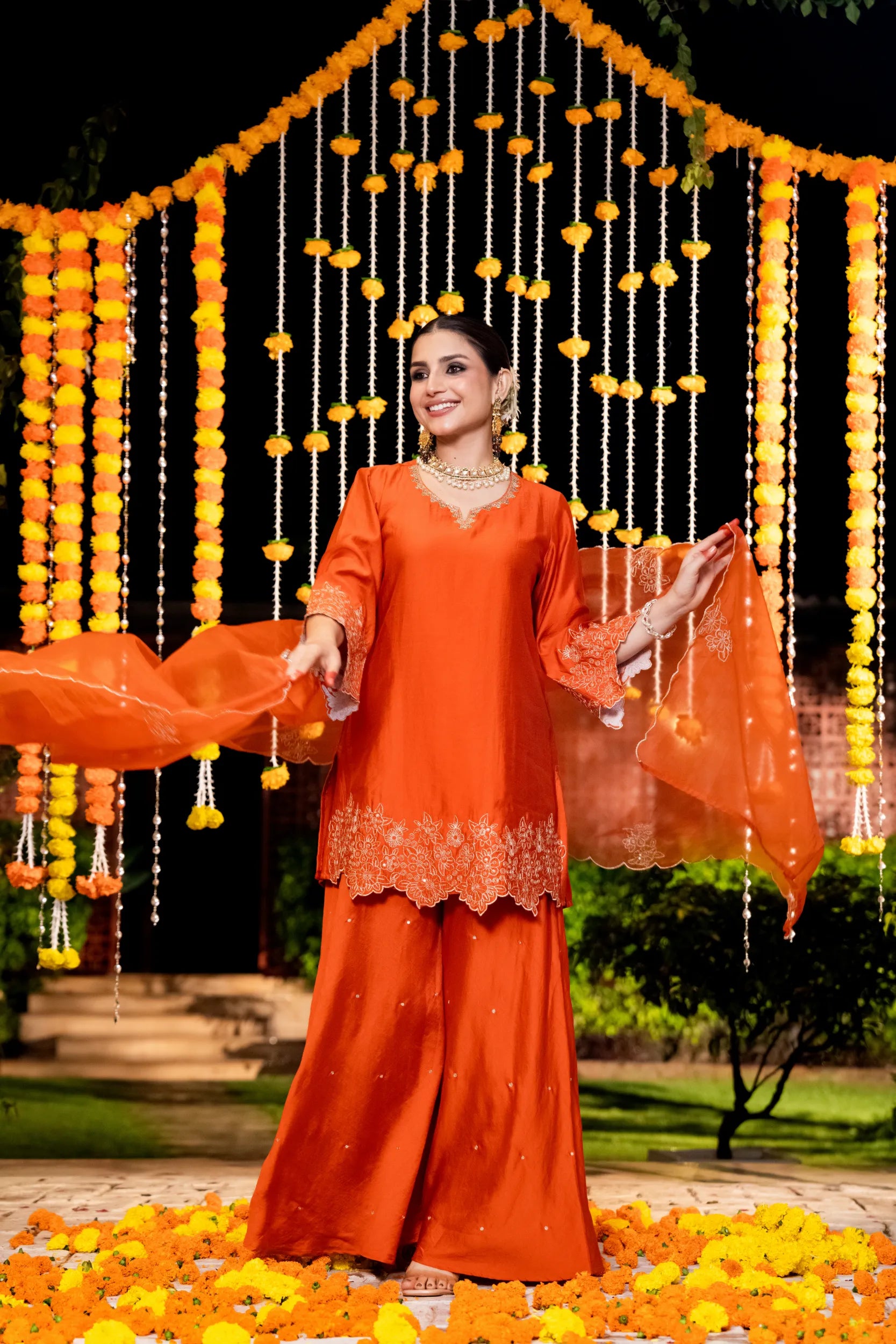 Amber Aura Satoori Silk Suit