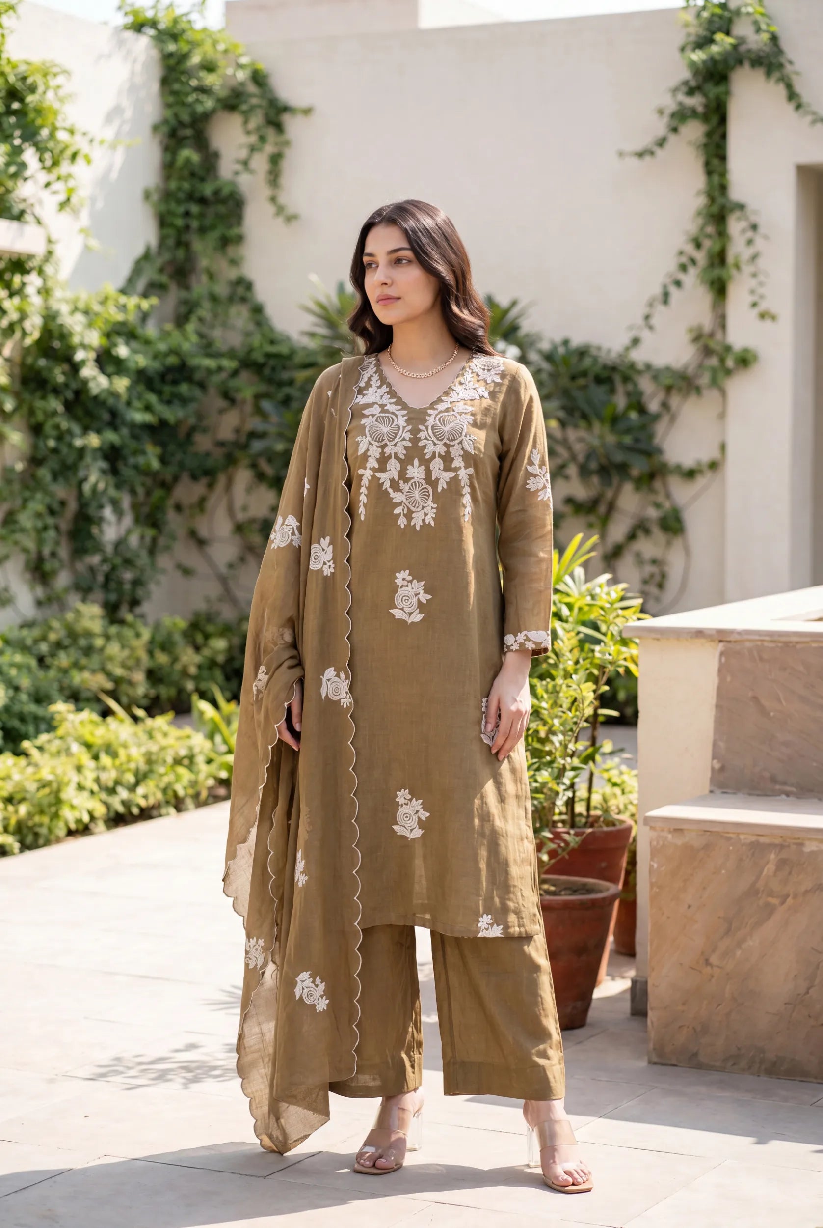 Hazel Bloom Embroidered Kurta Set