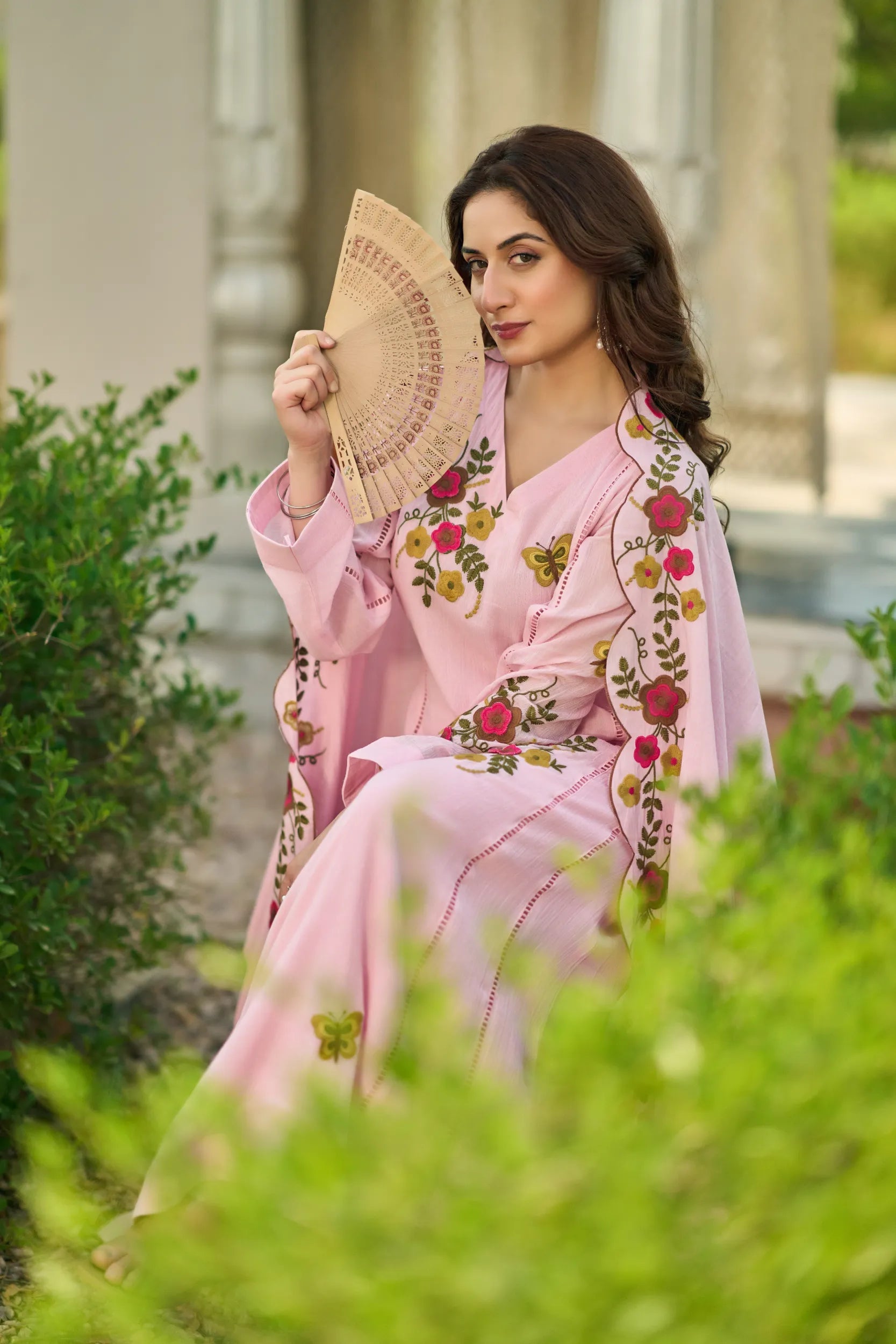 Blush Bloom Embroidered Kurta Set