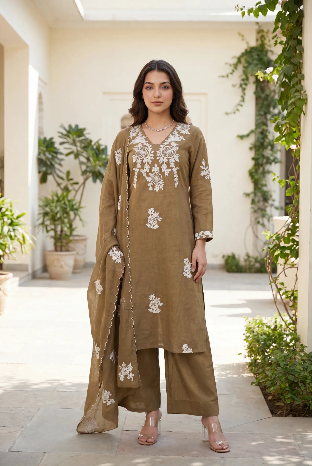 Hazel Bloom Embroidered Kurta Set