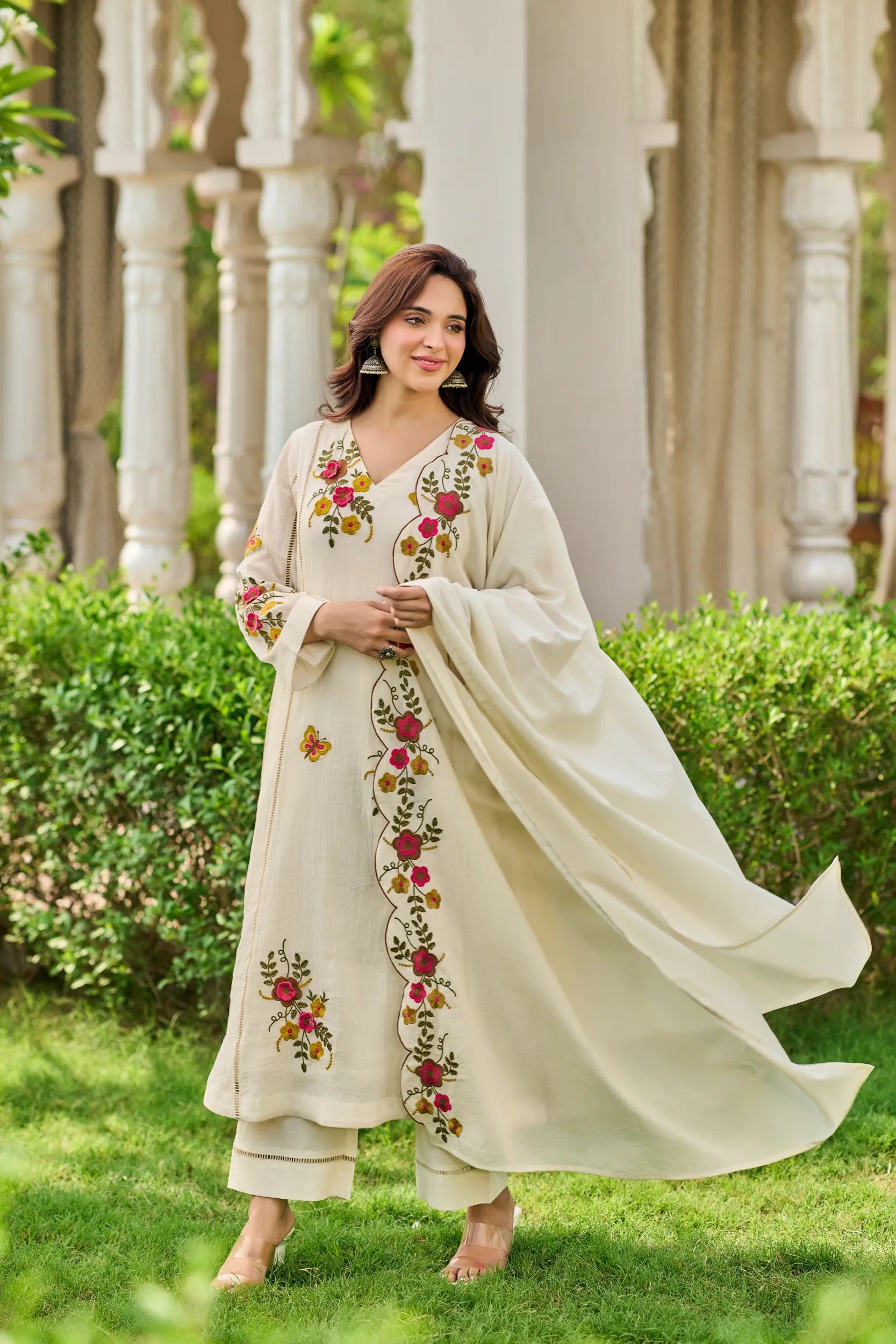 Ivory Pearl Embroidered Suit Set