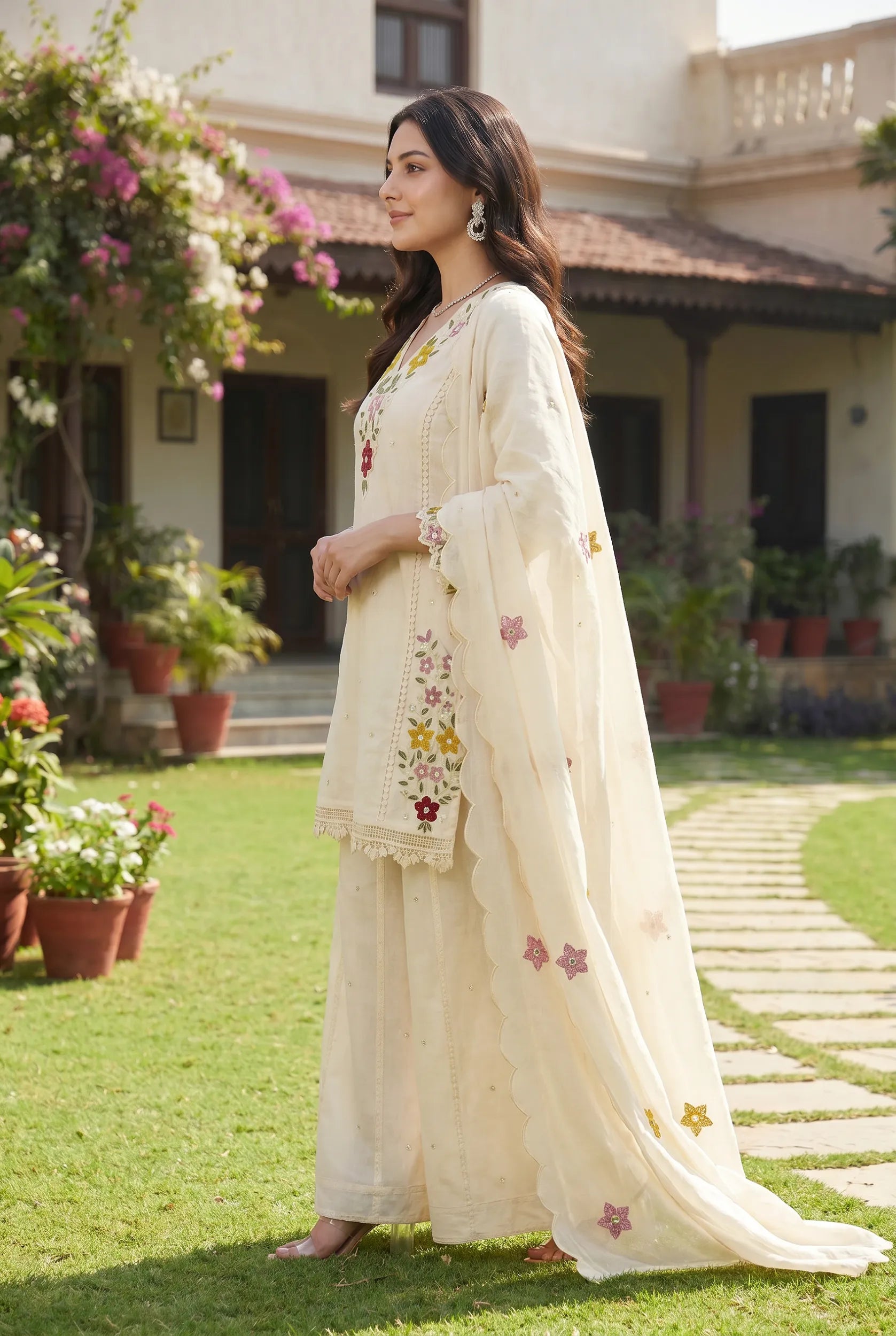 Pearl Bloom Embroidered Kurta Set