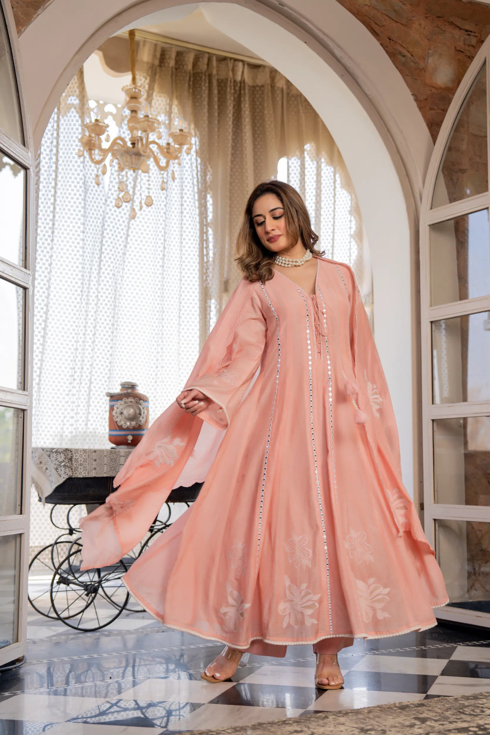 Blush Petal Chanderi Kurta Set