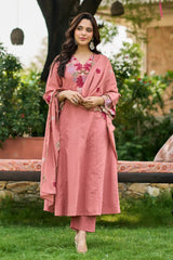 Pink Bloom Embroidered Kurta Set