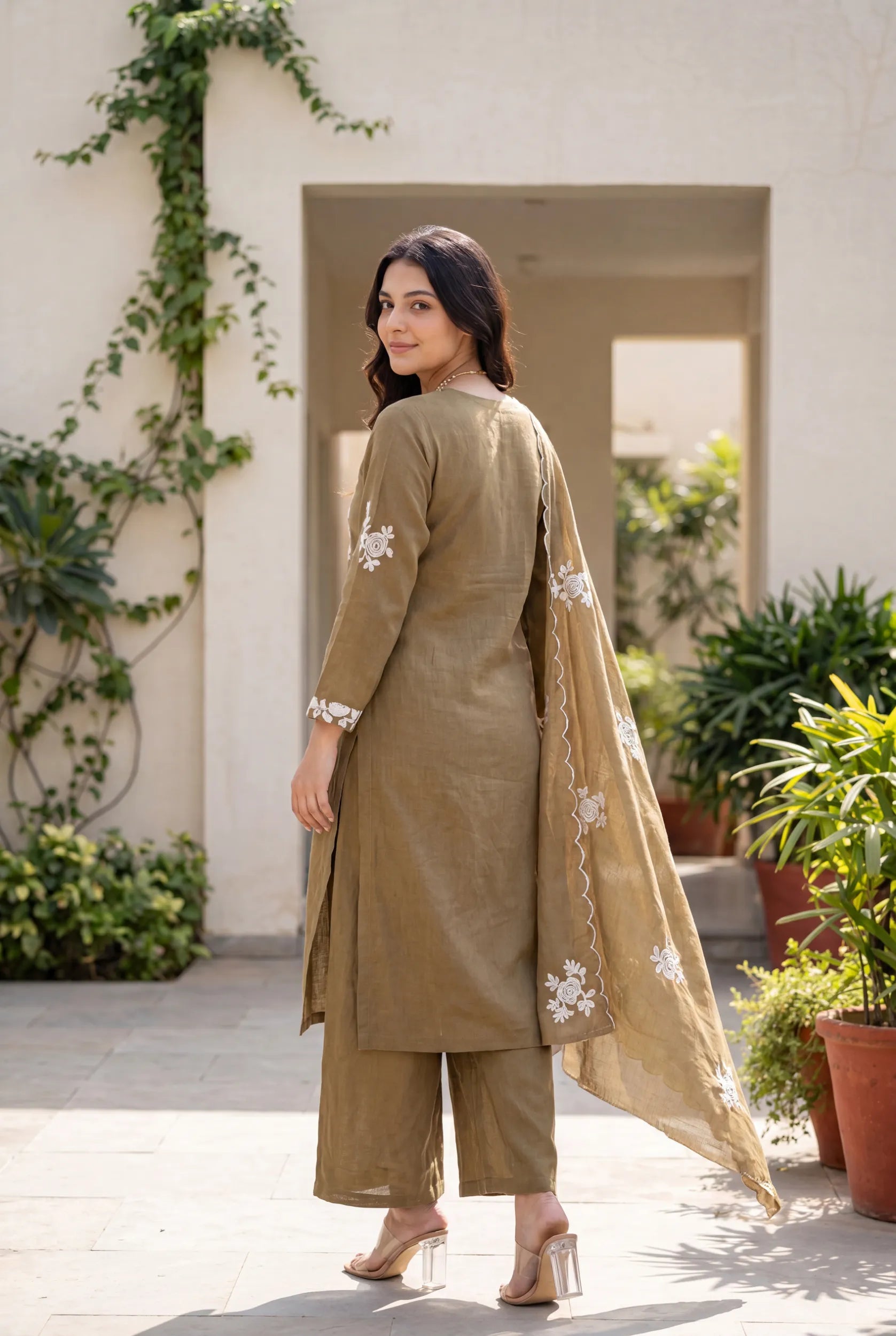 Hazel Bloom Embroidered Kurta Set