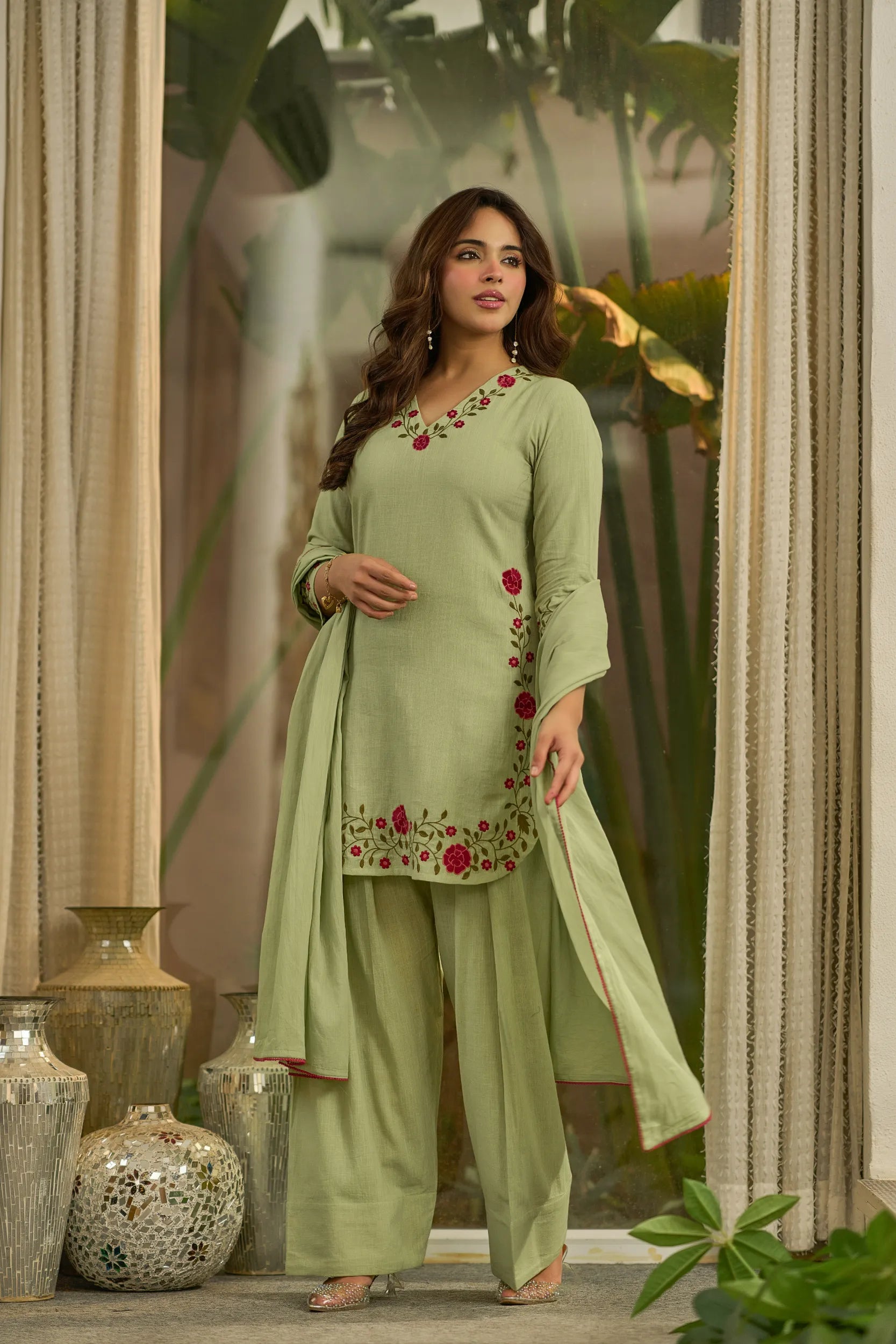 Sage Embroidered Kurta Set