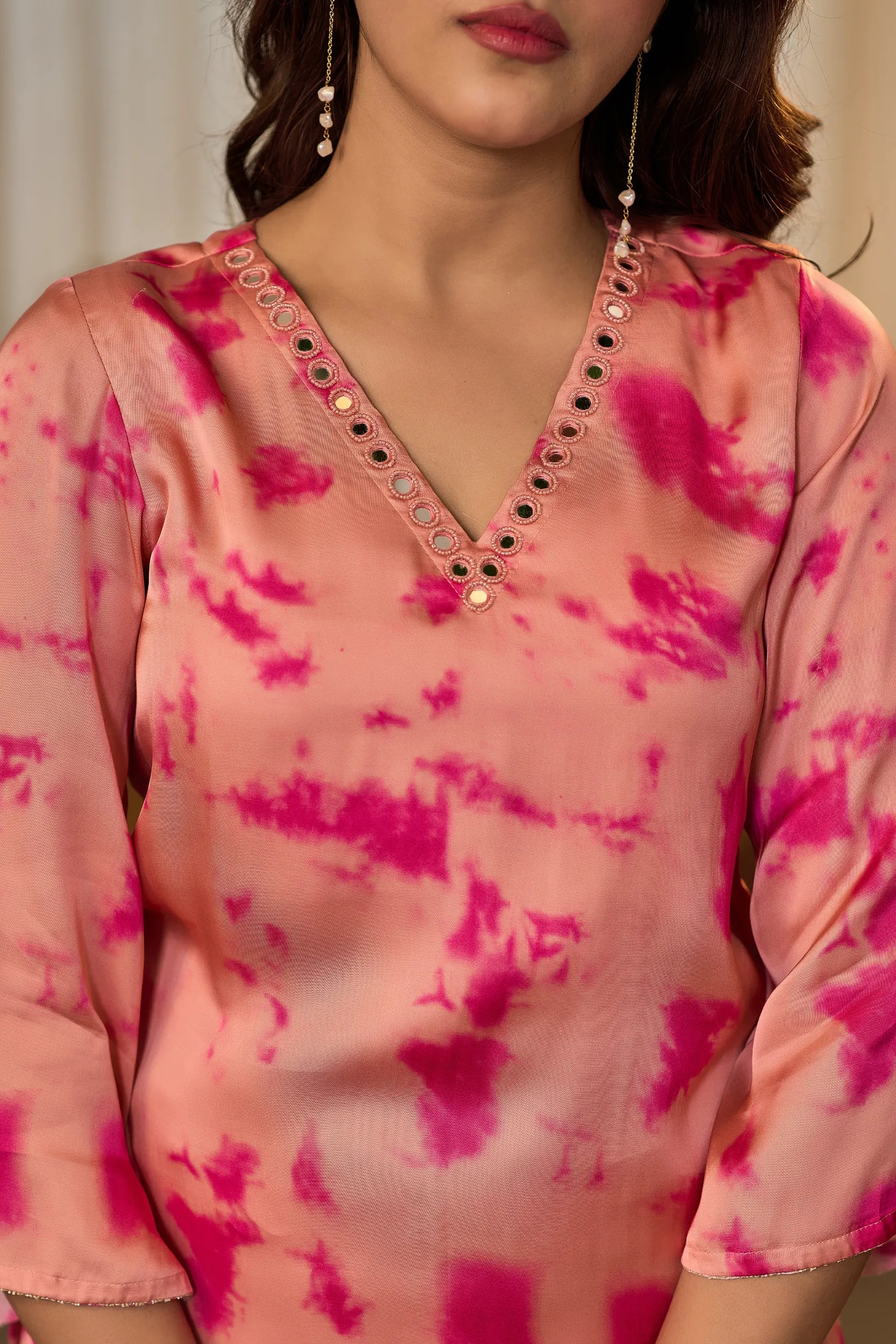 Blush Pink Tie-Dye Kurta Set