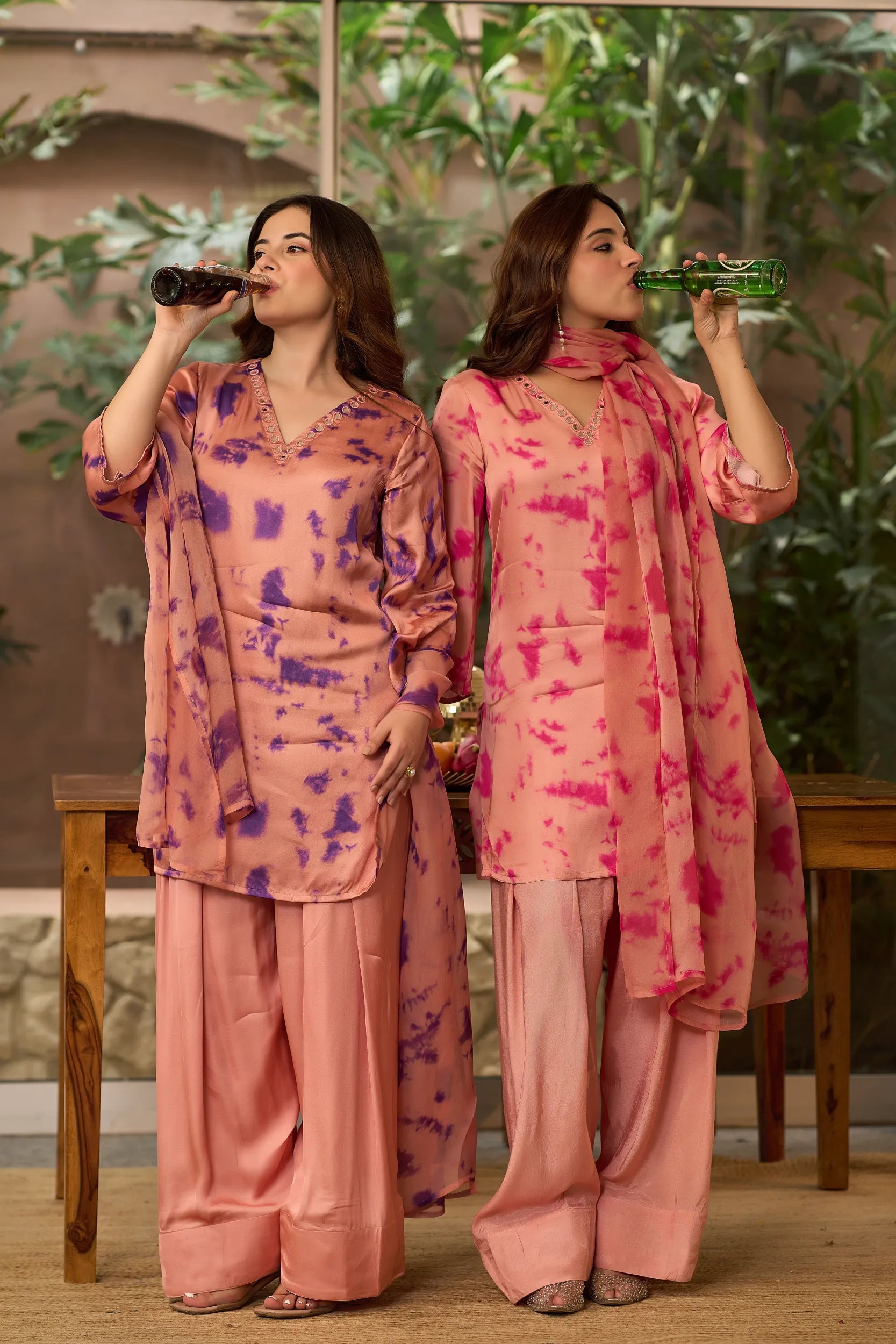 Blush Pink Tie-Dye Kurta Set