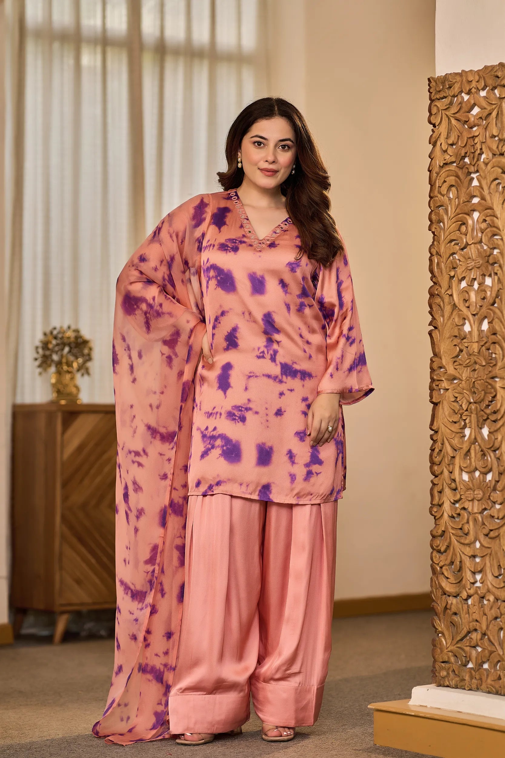Blush Lilac Tie-Dye Kurta Set