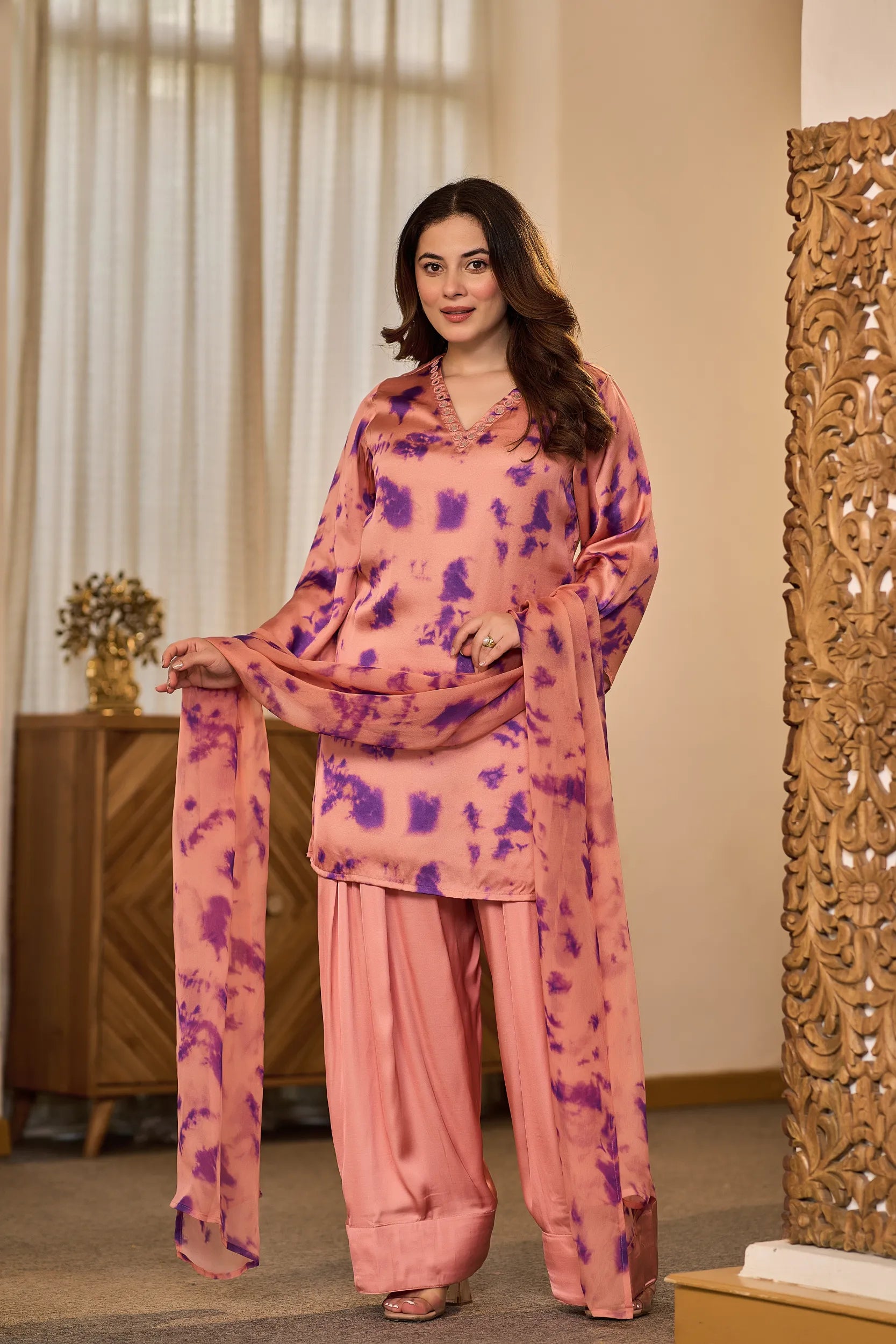 Blush Lilac Tie-Dye Kurta Set