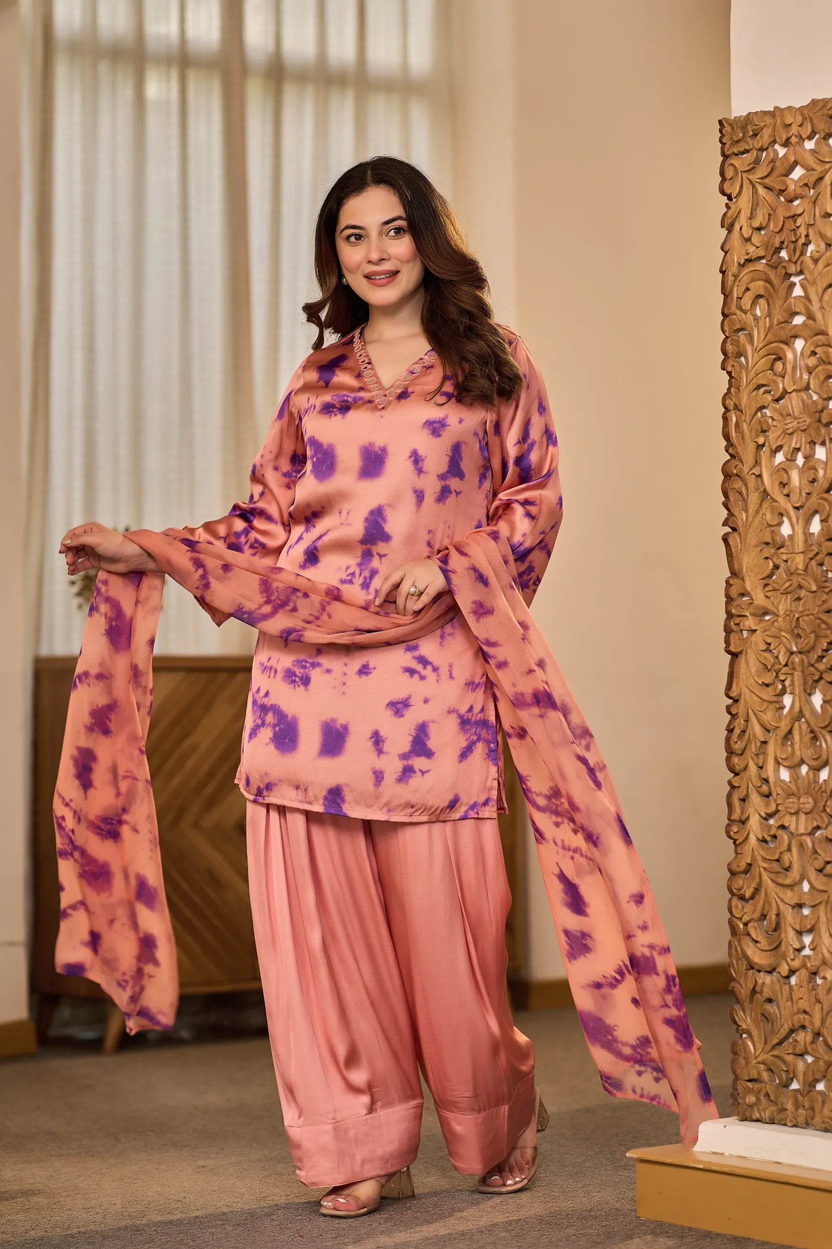 Blush Lilac Tie-Dye Kurta Set