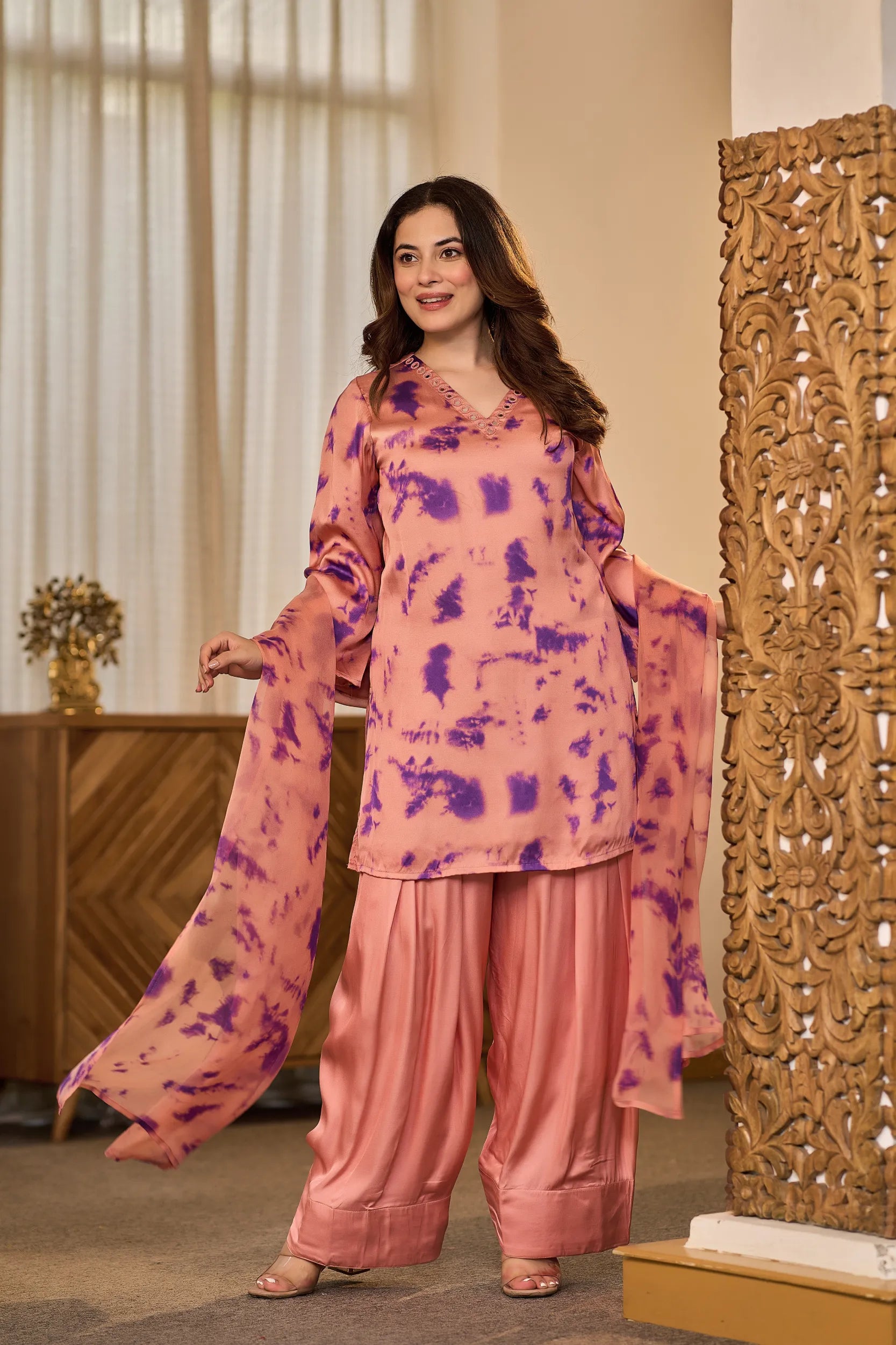 Blush Lilac Tie-Dye Kurta Set