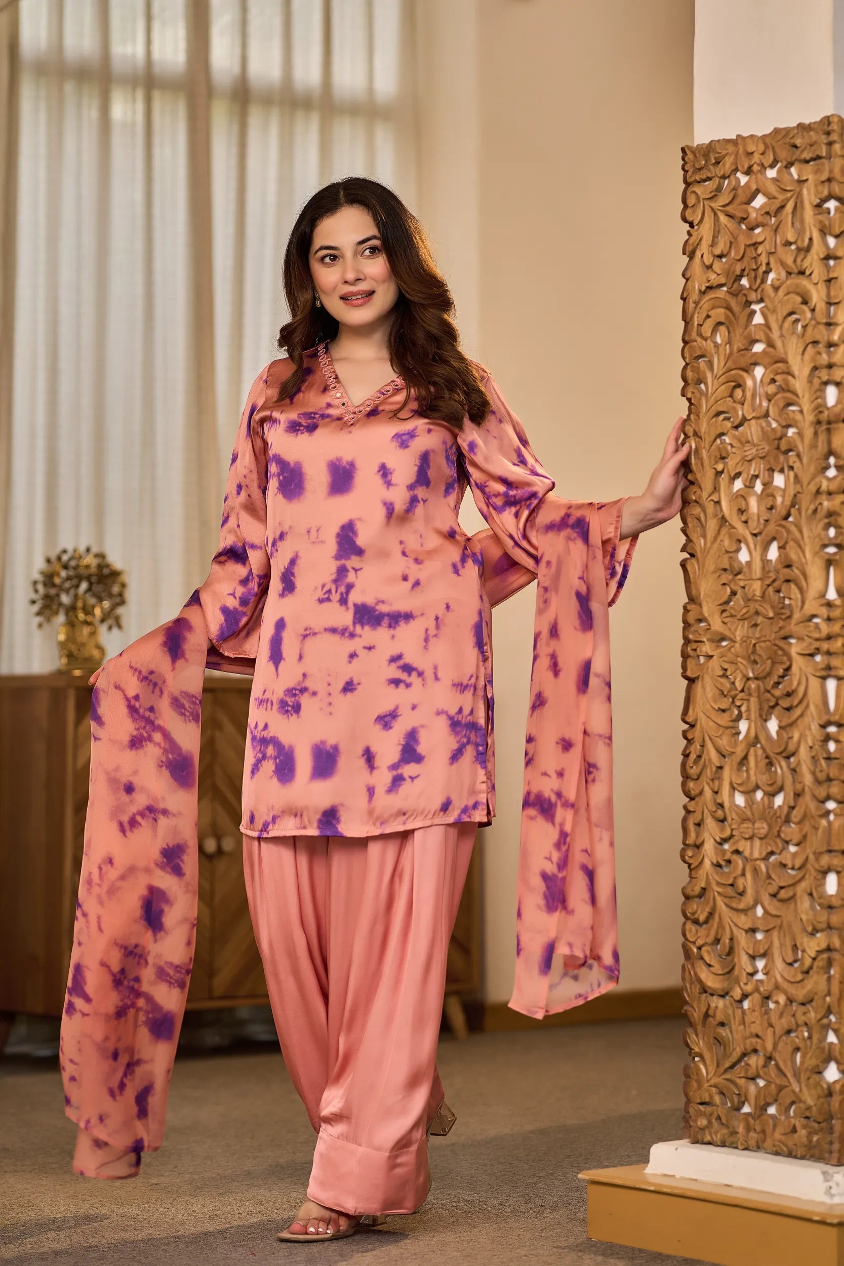 Blush Lilac Tie-Dye Kurta Set