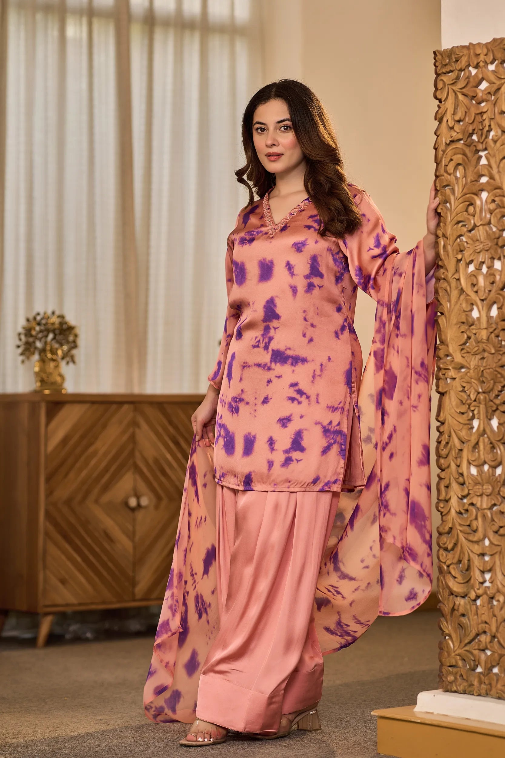 Blush Lilac Tie-Dye Kurta Set