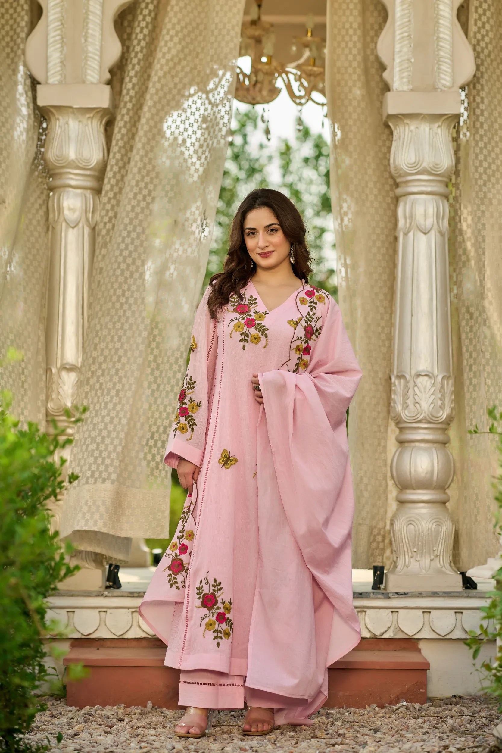 Blush Bloom Embroidered Kurta Set
