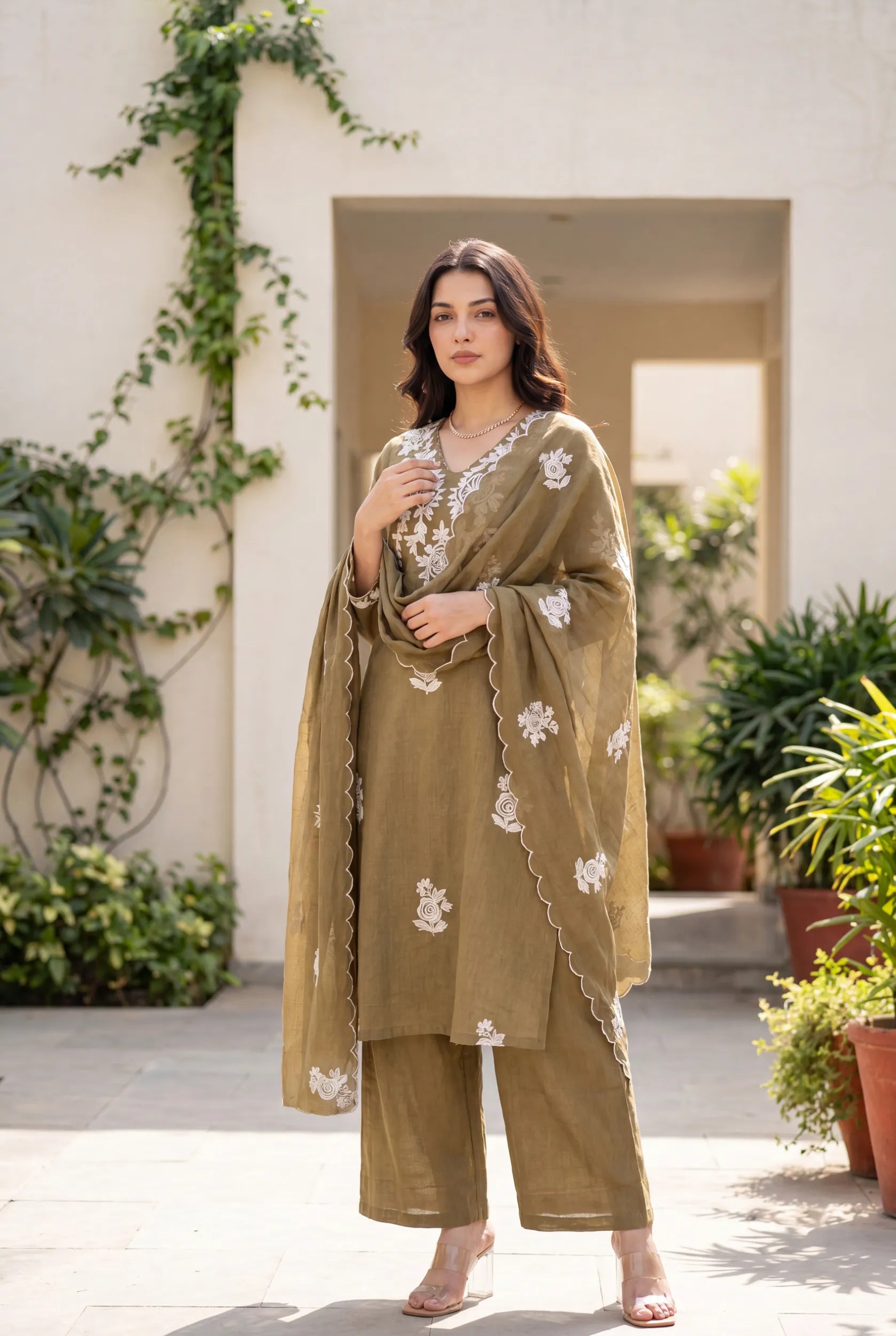 Hazel Bloom Embroidered Kurta Set