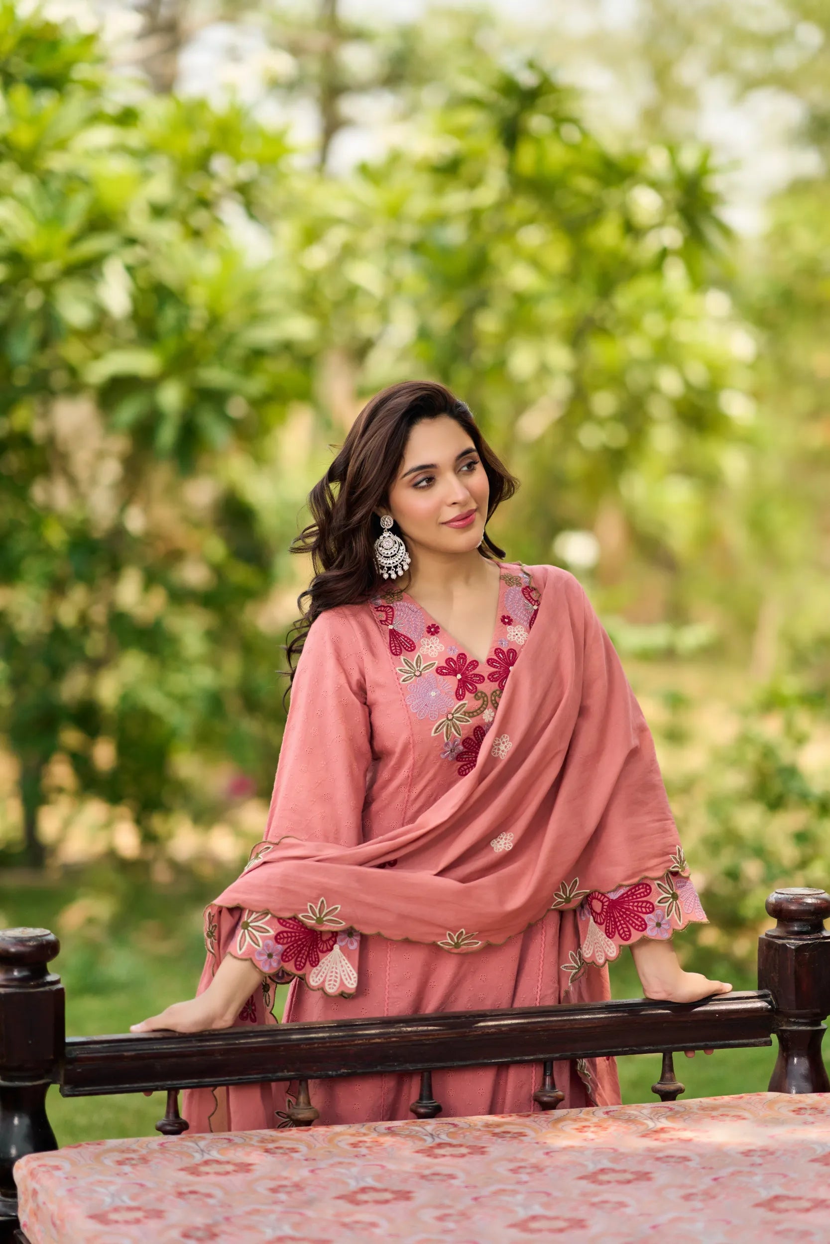 Pink Bloom Embroidered Kurta Set
