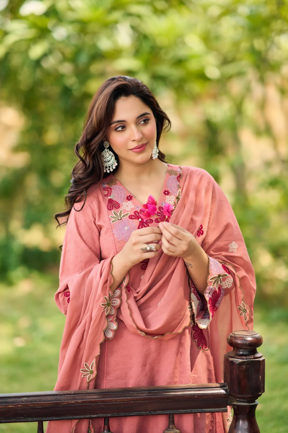 Pink Bloom Embroidered Kurta Set